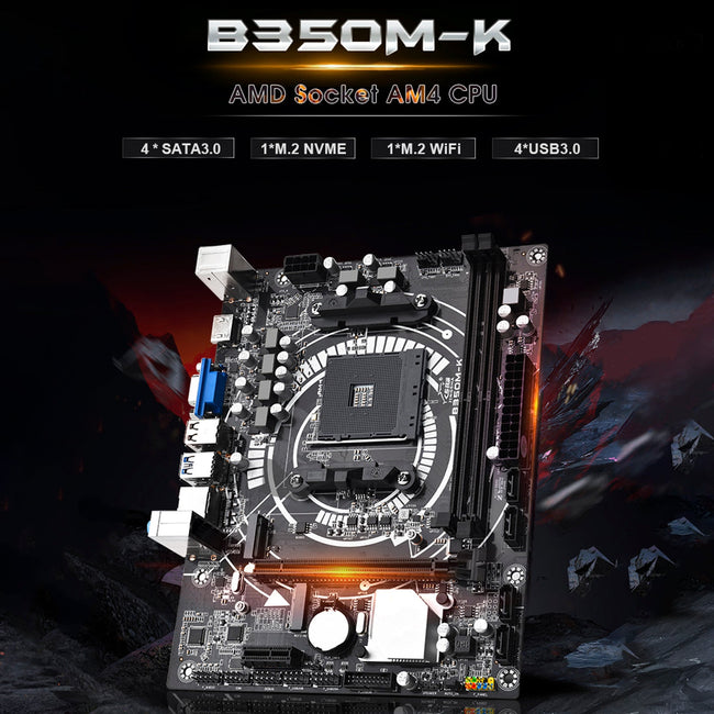 B350M-K Computer Motherboard Desktop DDR4 AM4 CPU WIFI NVME Gigabit Network Card