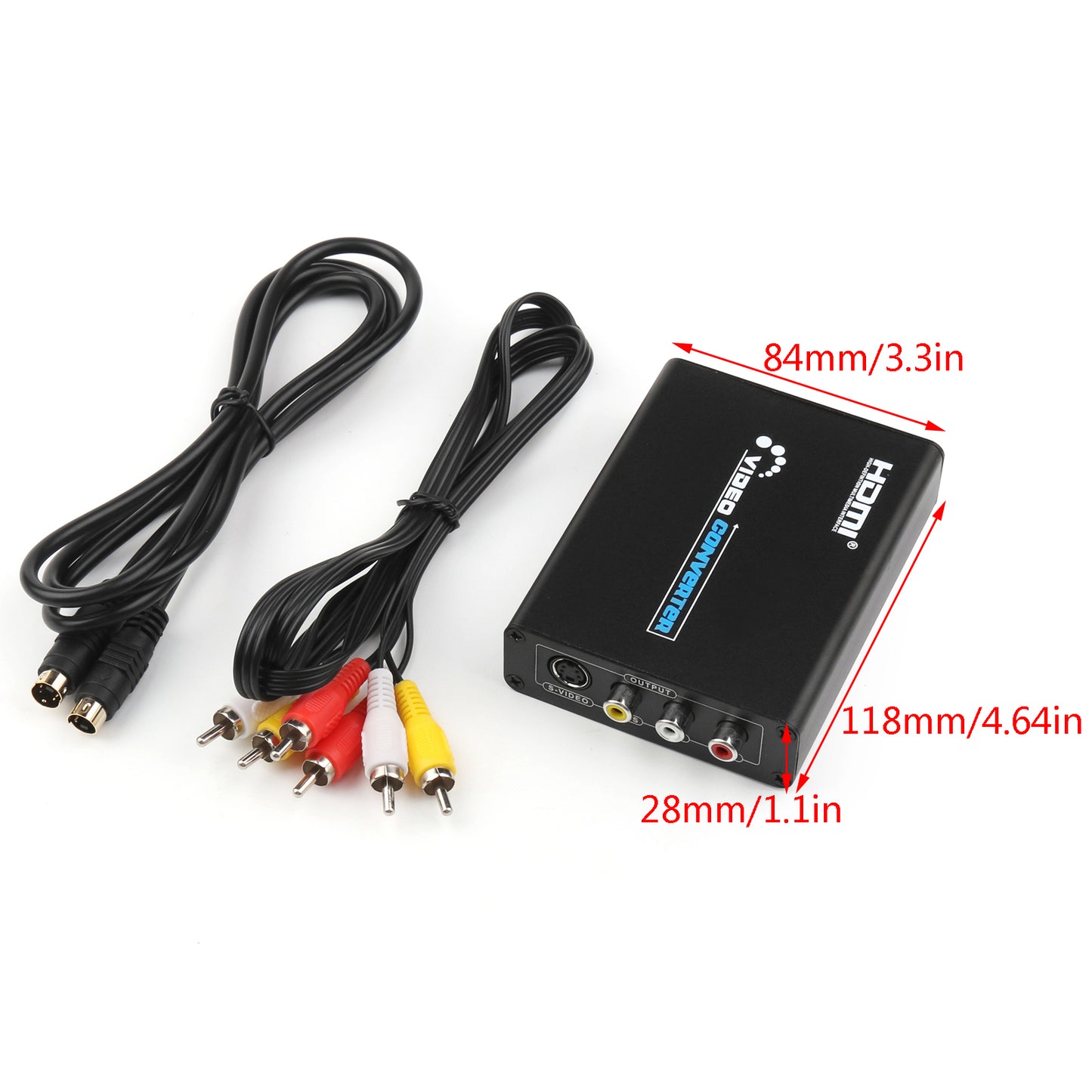 HDMI to 3 RCA AV+S-Video CVBS Composite R/L Audio 1080P Converter UK Plug Power