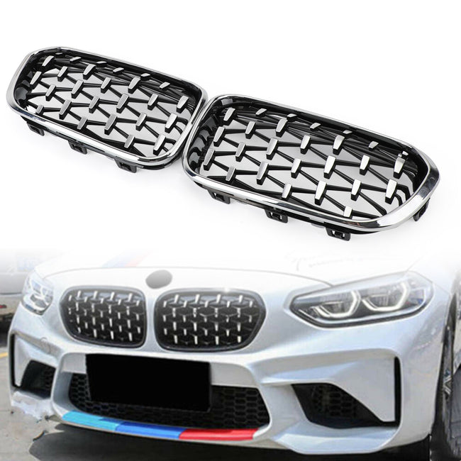 2015-2017 BMW 1 Series F20/F21 Front Kidney Grille Chrome Black