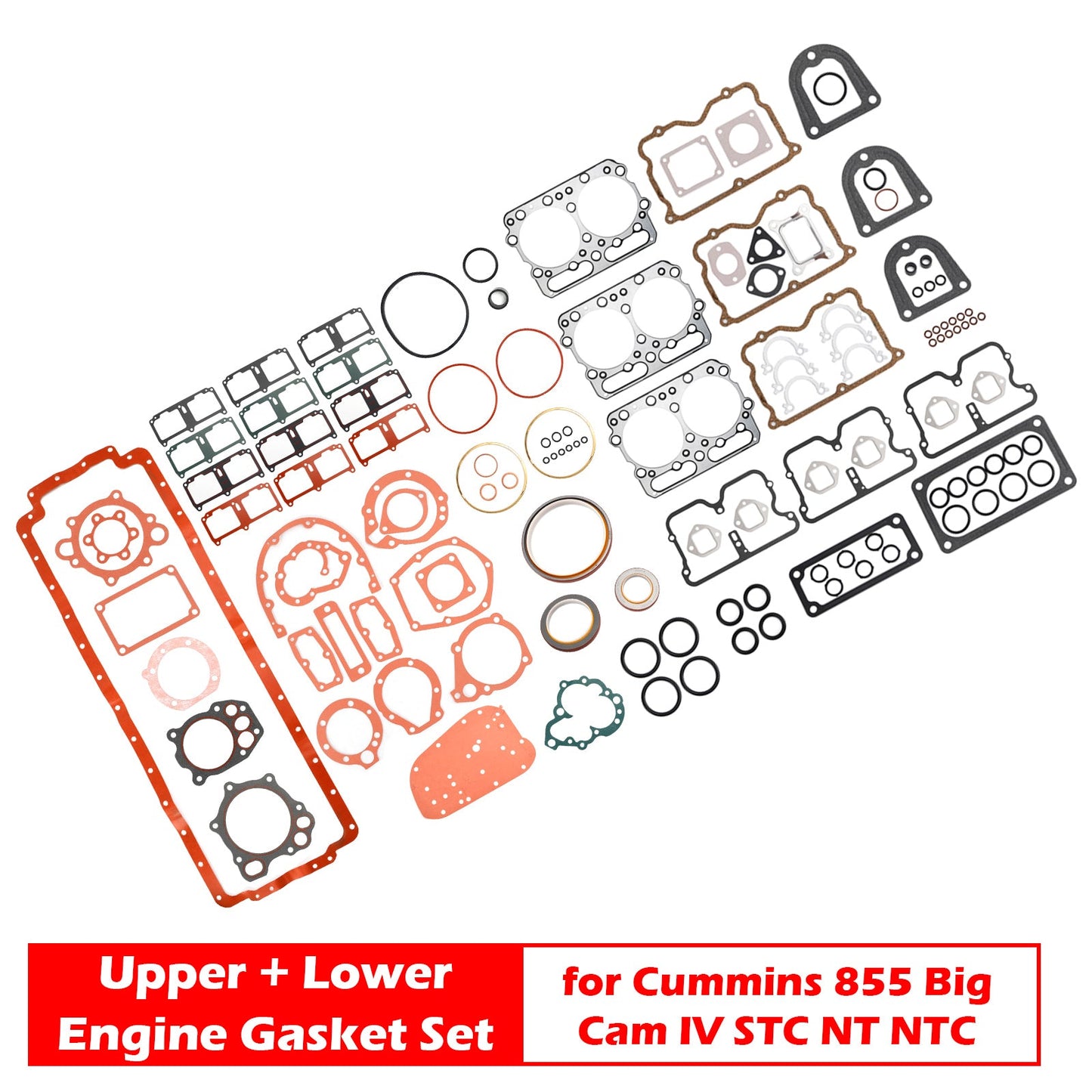 For Cummins 855 Big Cam IV STC NT NTC Upper+Lower Engine Gasket Set 3801468