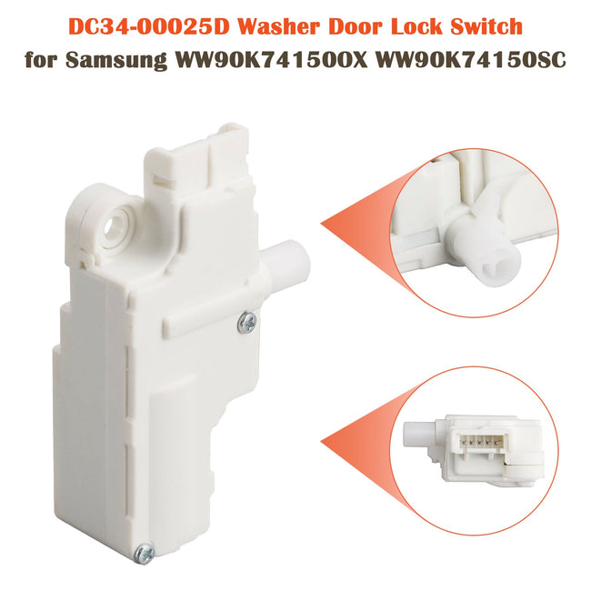 DC34-00025D Washer Door Lock Switch for Samsung WW90K74150OX WW90K74150SC