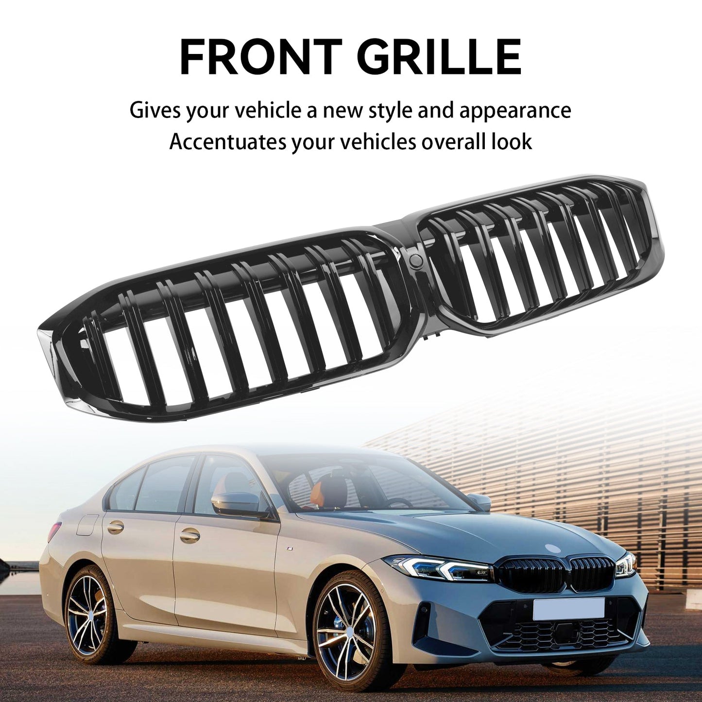 2023-2024 BMW 3 Series G20 G21 G28 320i 330i M340i Gloss Black Front Kidney Grille Grill