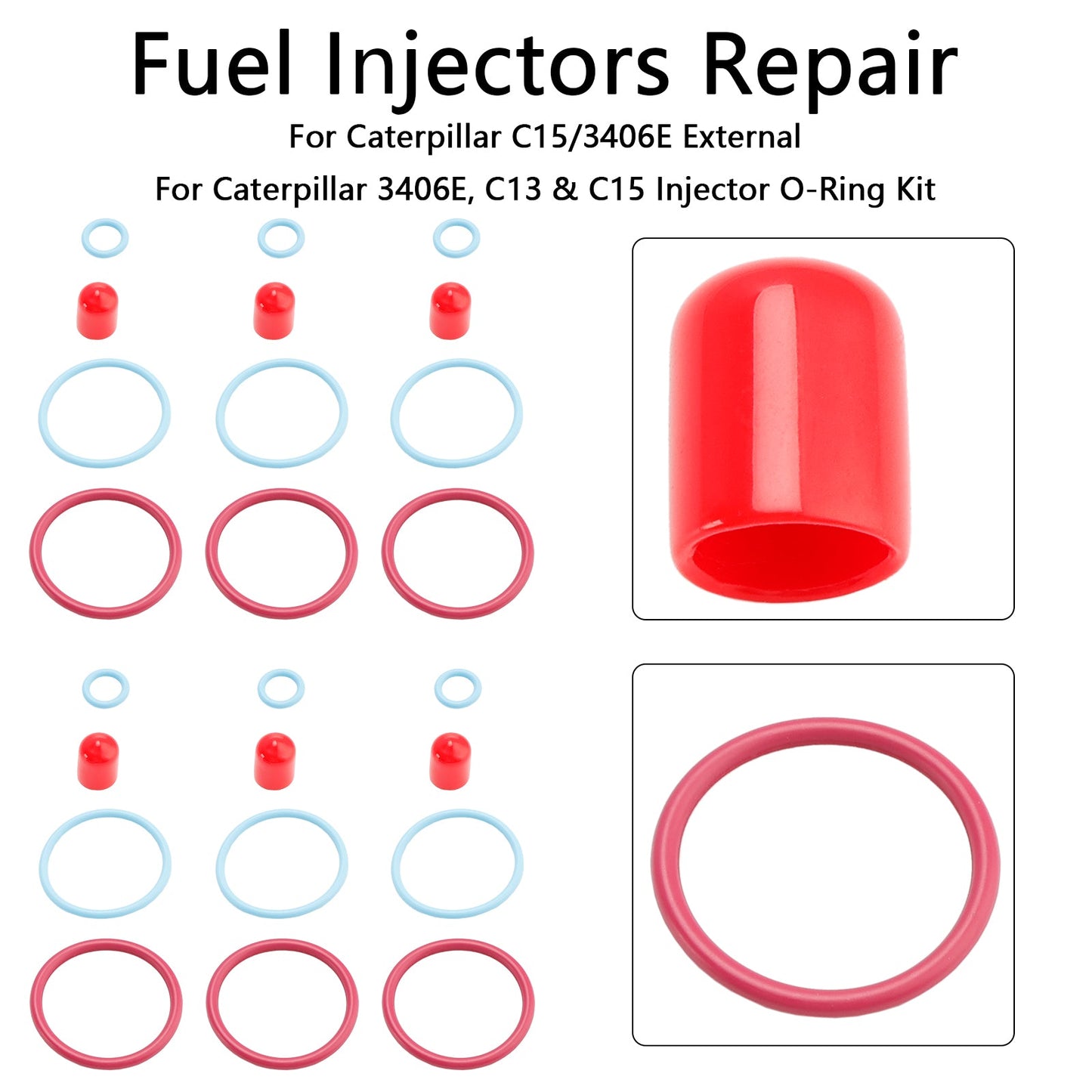 CAT C15/3406E External 6PCS Fuel Injectors Seal O-Ring Kit Fit Caterpillar 2481394 248-394 189-5390 1895390