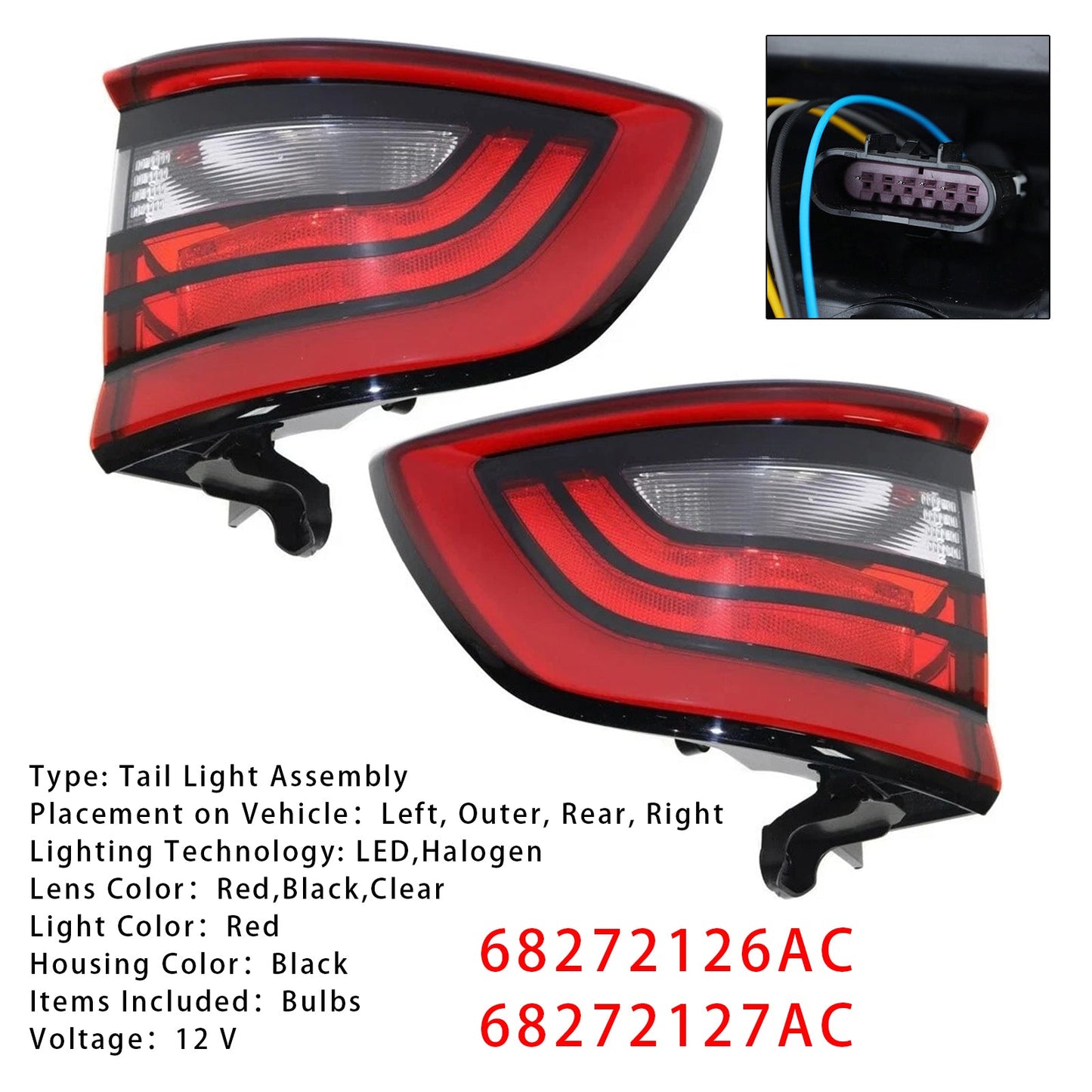 2018-2022 Durango Pursuit Left+Right Rear Tail Light Lamp 68272126AC 68272127AC
