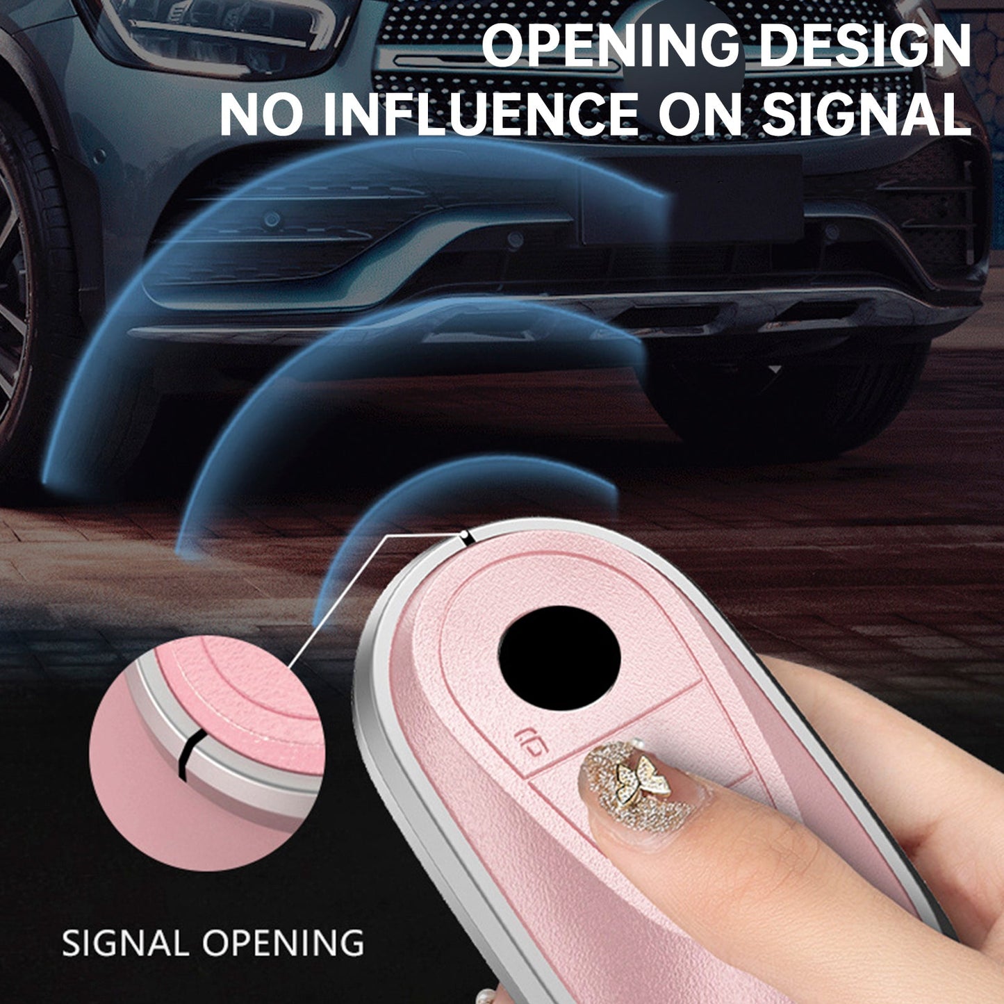 Benz GLC GLK CLS Leather Alloy Aluminum TPU Car Key White Case Cover