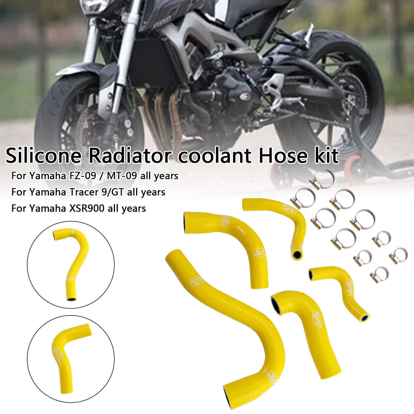 Yamaha MT-09 XSR900 Tracer 9/GT all years Silicone Radiator coolant Hose