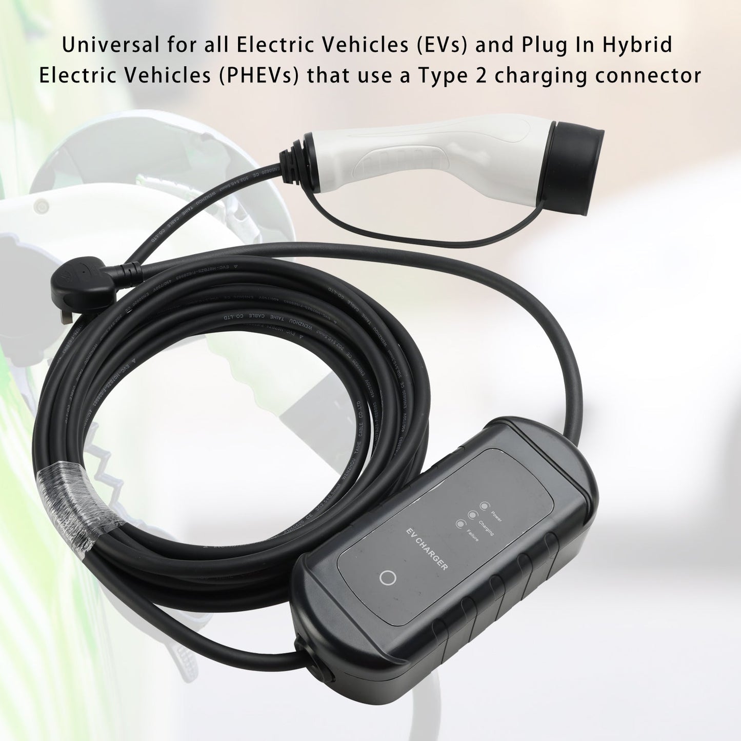 Type 2 Portable EV Charger 8 Metre Cable UK 3 Pin Plug 13A