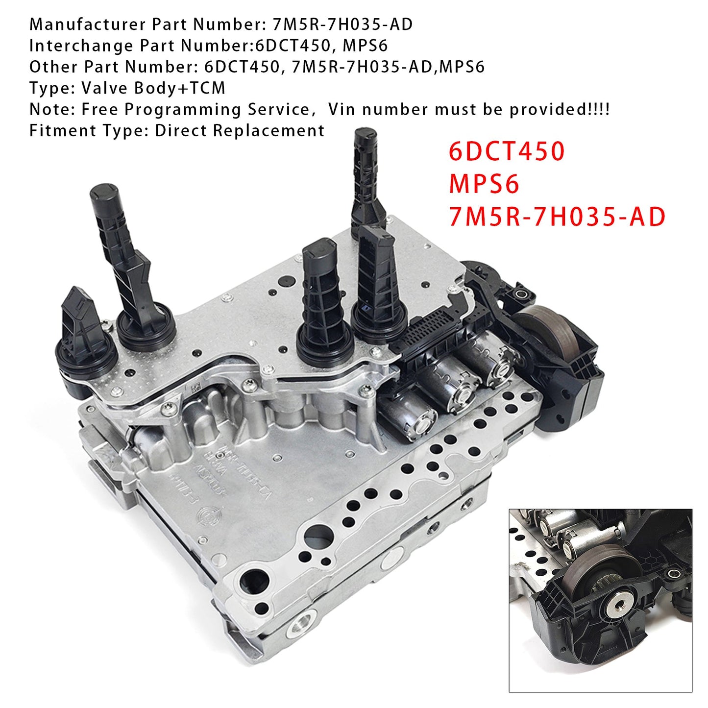 2009-2011 LAND ROVER S80 1.6 2.0L Transmission Mechatronic Valve Body+TCM 6DCT450 MPS6 7M5R-7H035-AD