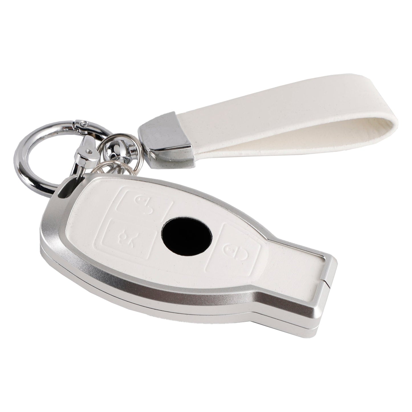 Benz GLC GLK CLS Leather Alloy Aluminum TPU Car Key White Case Cover