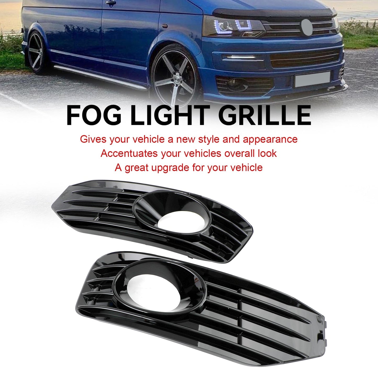 2010-2015 S-Line VW Transporter Caravelle T5 T5.1 Gloss Black Fog Lamp Light Cover Insert Grille