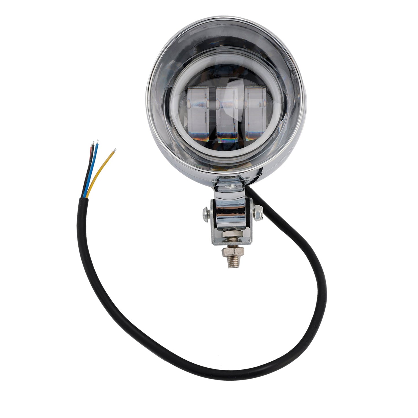Motorcycle Beam Headlight Fog Lamp Custom Chrome #D21 For Racer Bobber Chopper