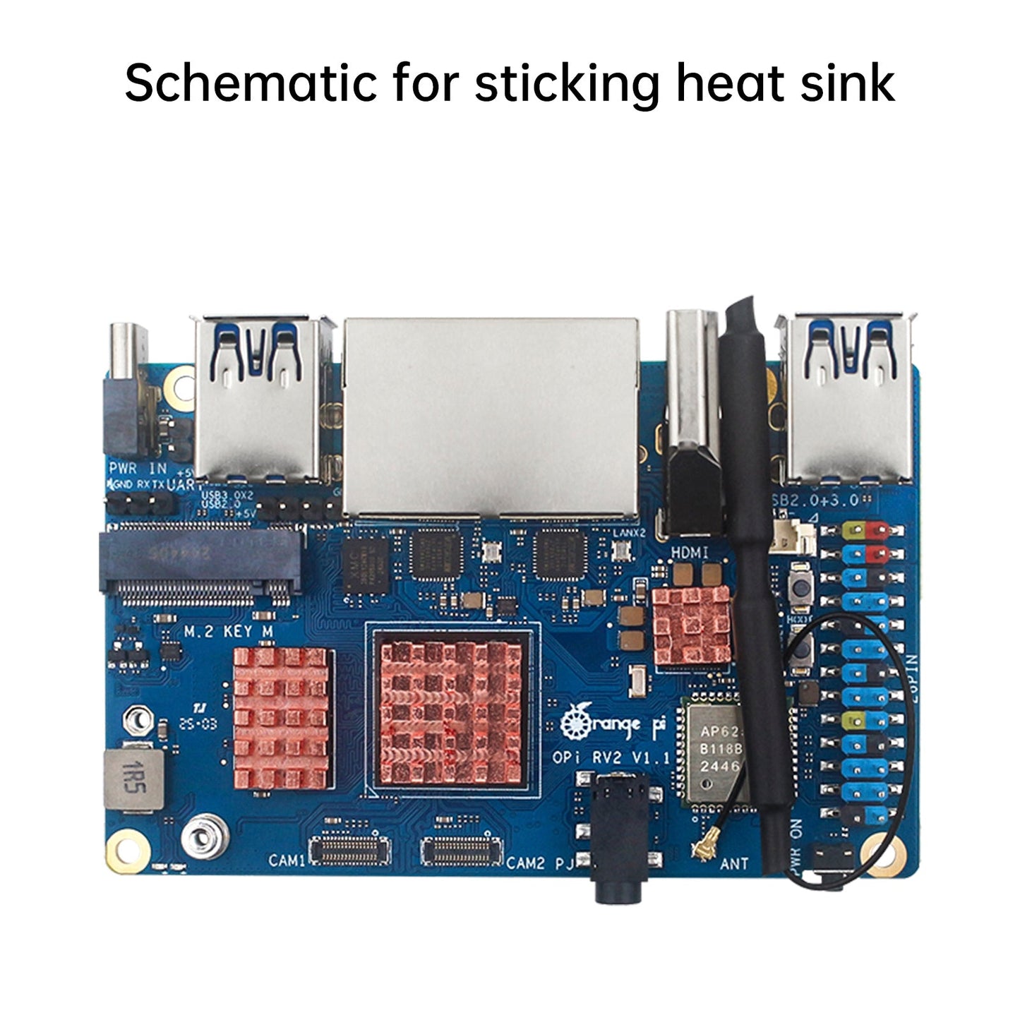Radiator Orange Pi RV2 Development Board Pure Copper Heat Sink Adhesive Cooler