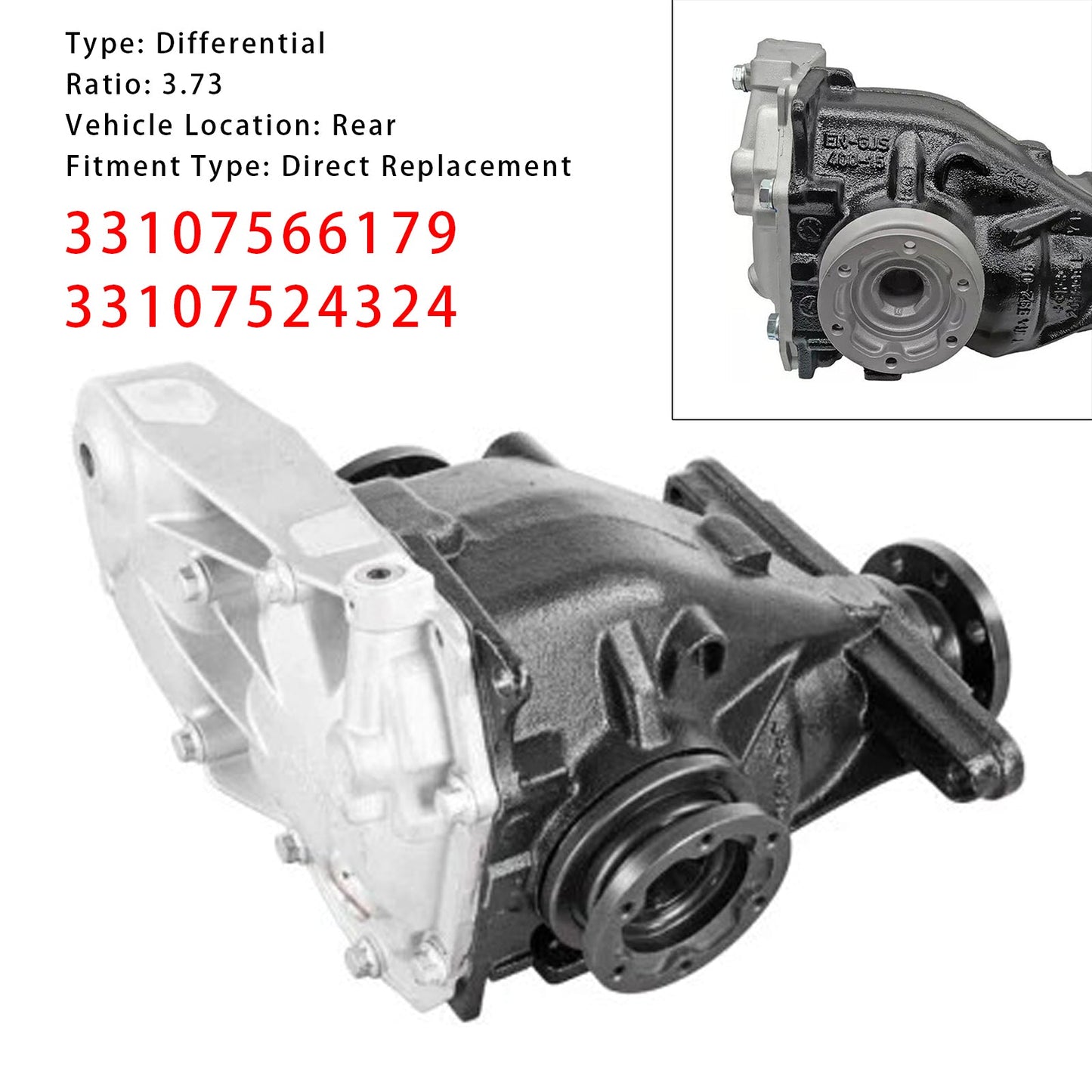 2004-2013 BMW E81 E87 1-Series Rear Differential Assembly 3.73 Ratio 33107566179