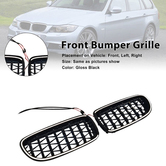 2009-2011 Fit BMW 3 Series E90/E91 LCI Diamond Front Kidney Grill Grille
