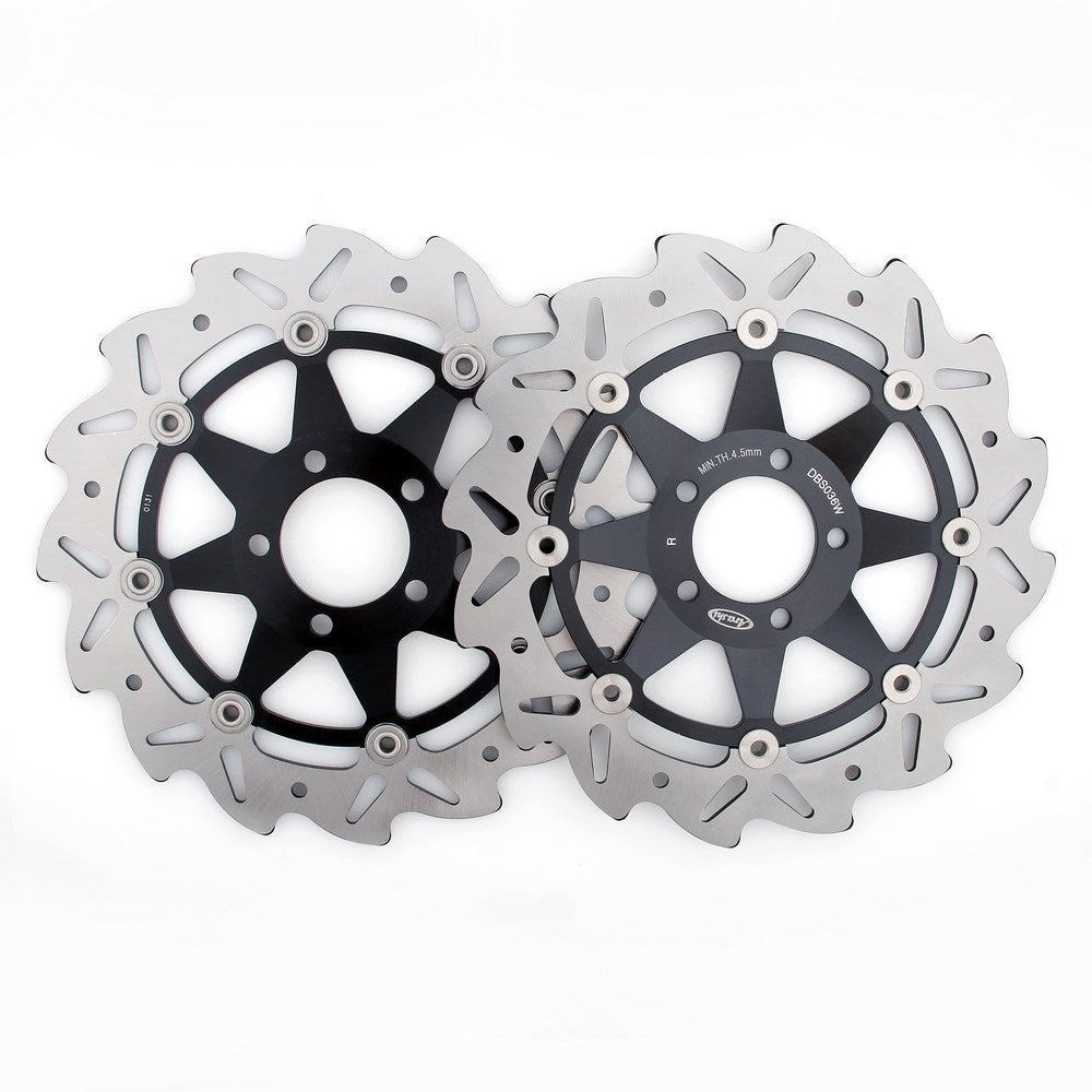 Pair of Front Wave Brake Discs For Kawasaki ZL 600 Eliminator ZZ-R ZZR 600 90-06
