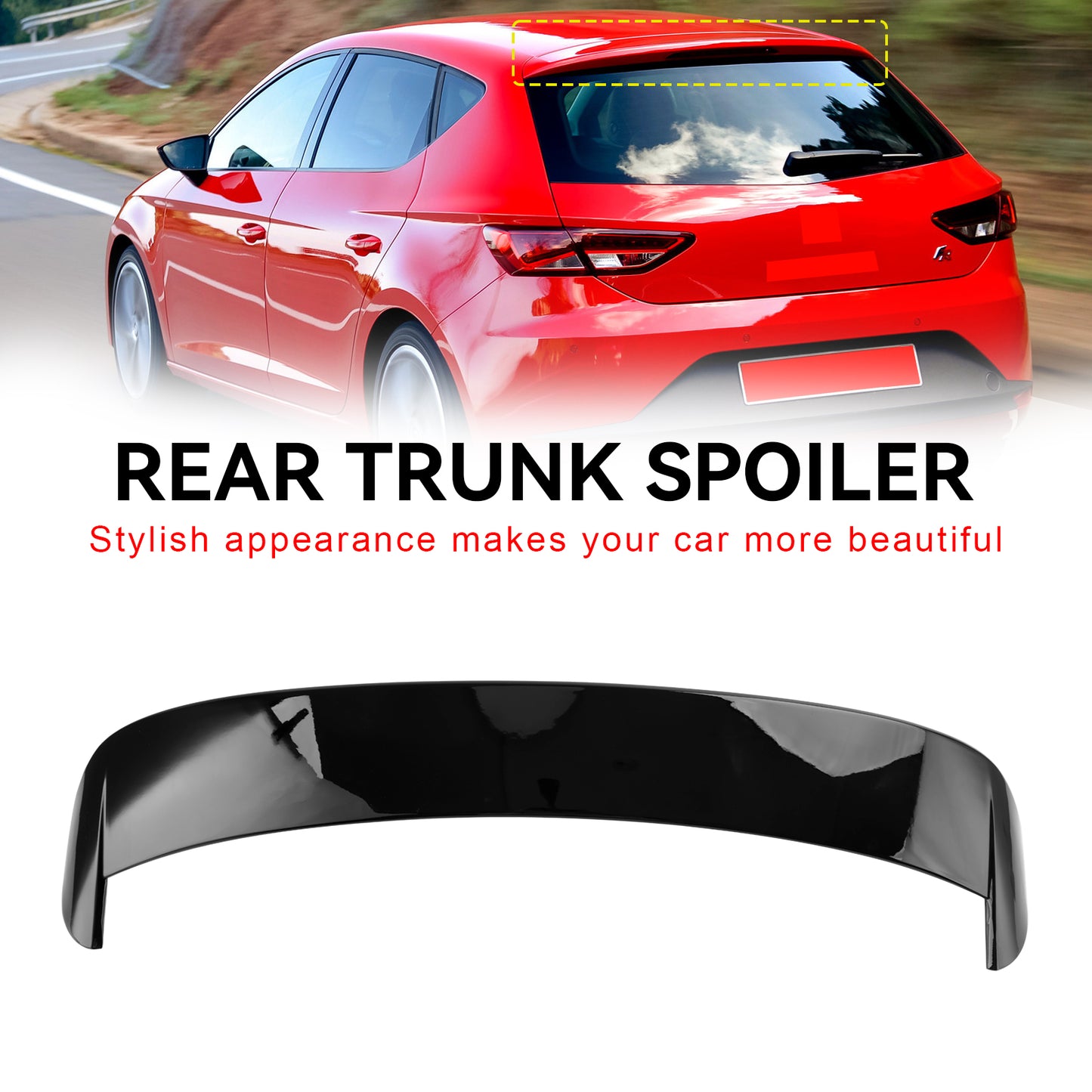 Gloss Black Rear Trunk Roof Spoiler Fit Seat Leon MK3 5F 2012-2020 5 Door