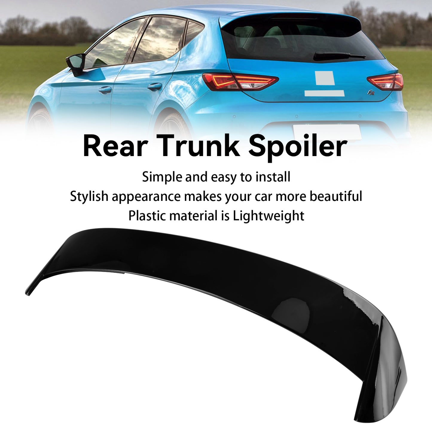 Gloss Black Rear Trunk Roof Spoiler Fit Seat Leon MK3 5F 2012-2020 5 Door