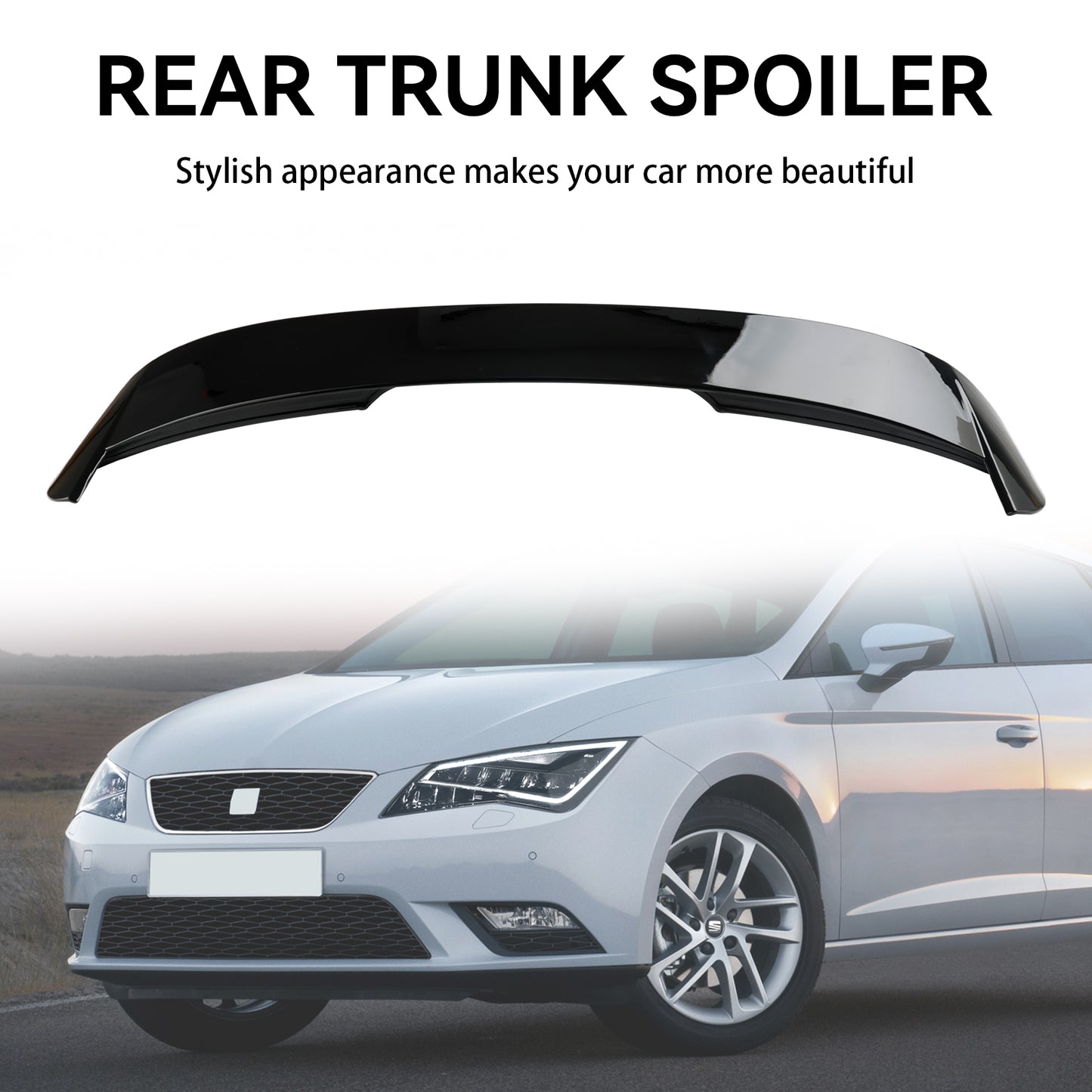 Gloss Black Rear Trunk Roof Spoiler Fit Seat Leon MK3 5F 2012-2020 5 Door