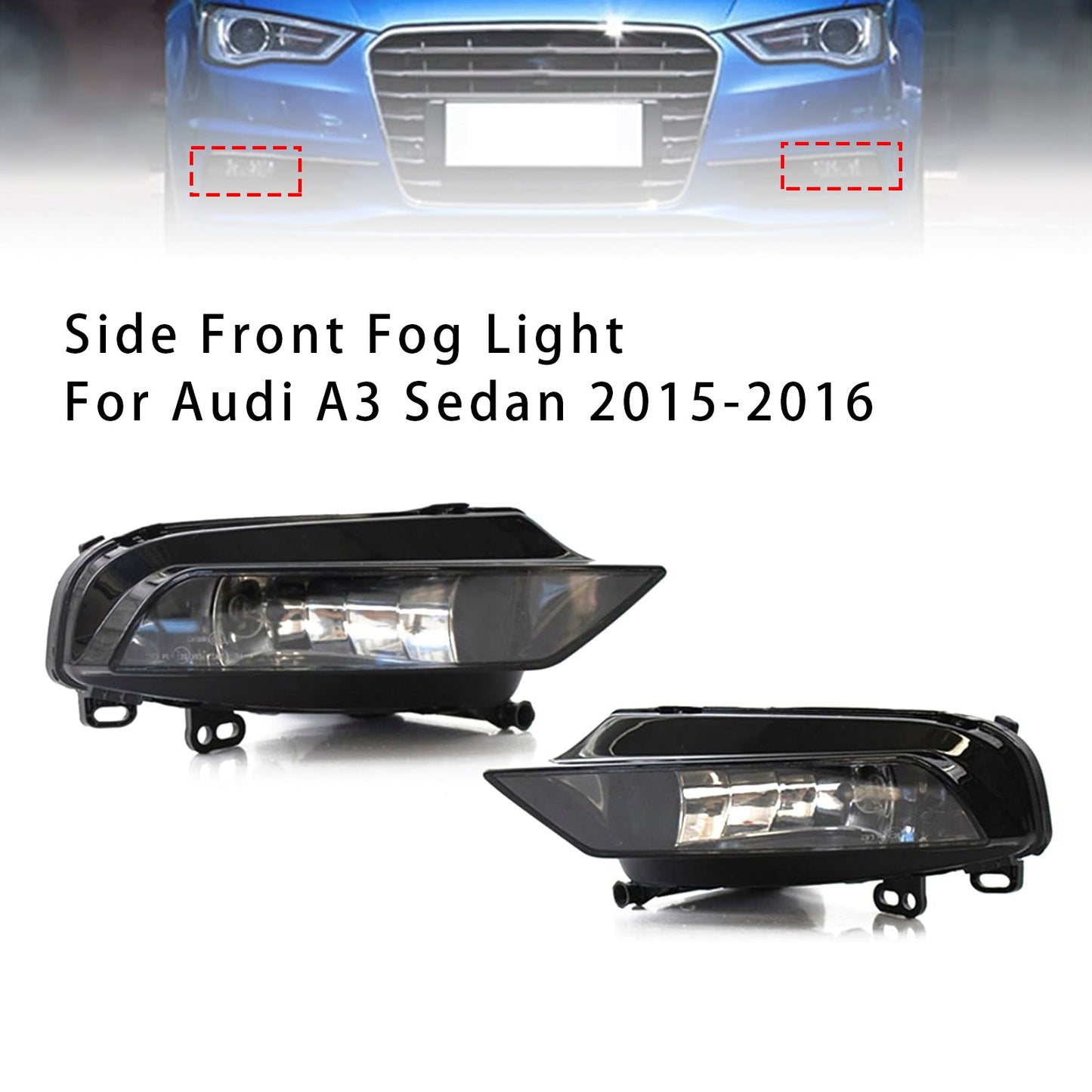 2015-2016 Audi A3 Saloon Pair Front Fog Light Lamps With Bulbs 8V0941699B