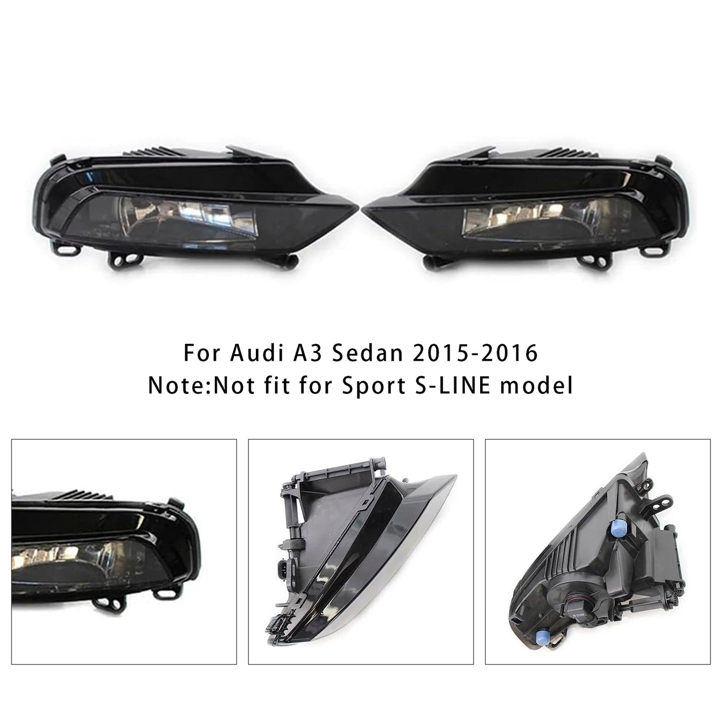 2015-2016 Audi A3 Saloon Pair Front Fog Light Lamps With Bulbs 8V0941699B