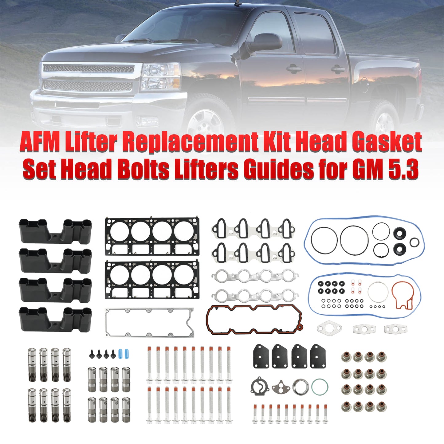 AFM Lifter Replacement Kit Head Gasket Set Head Bolts Lifters Guides for GM 5.3