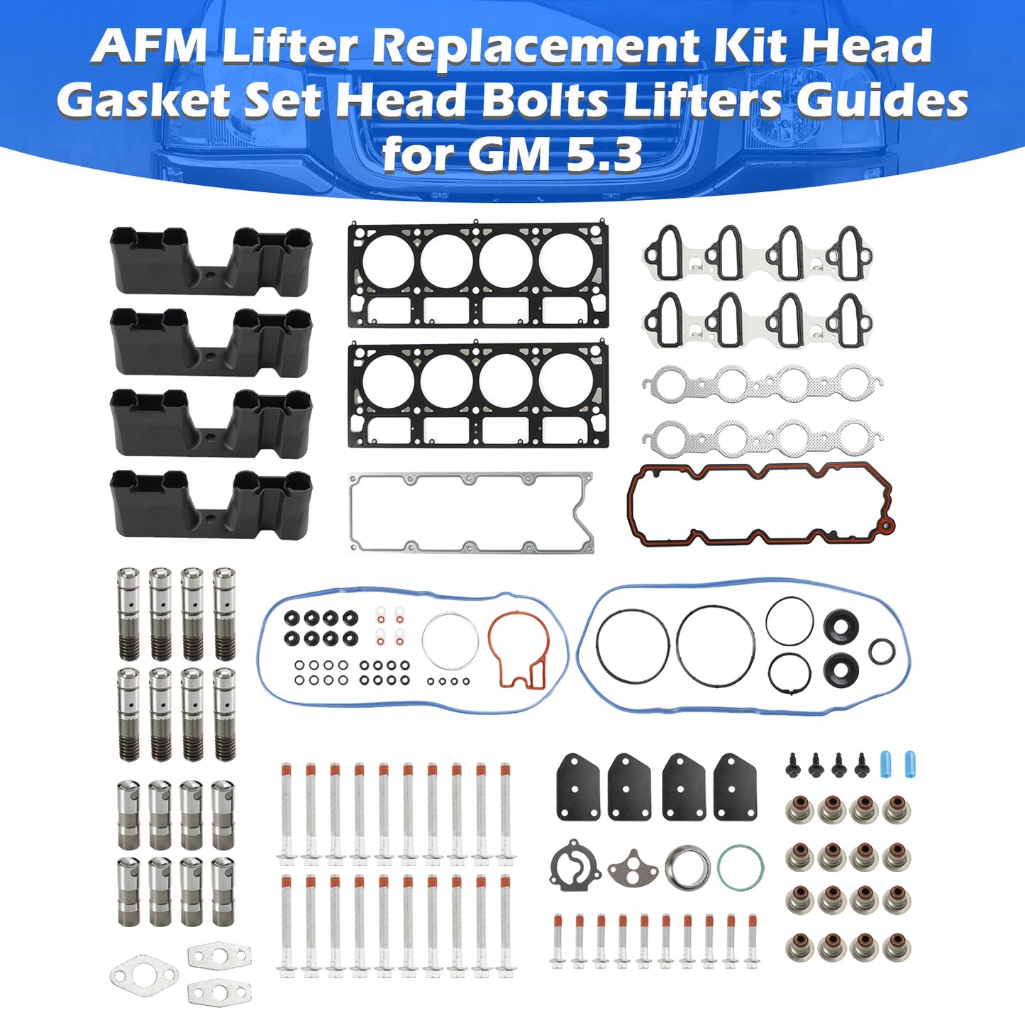 AFM Lifter Replacement Kit Head Gasket Set Head Bolts Lifters Guides for GM 5.3