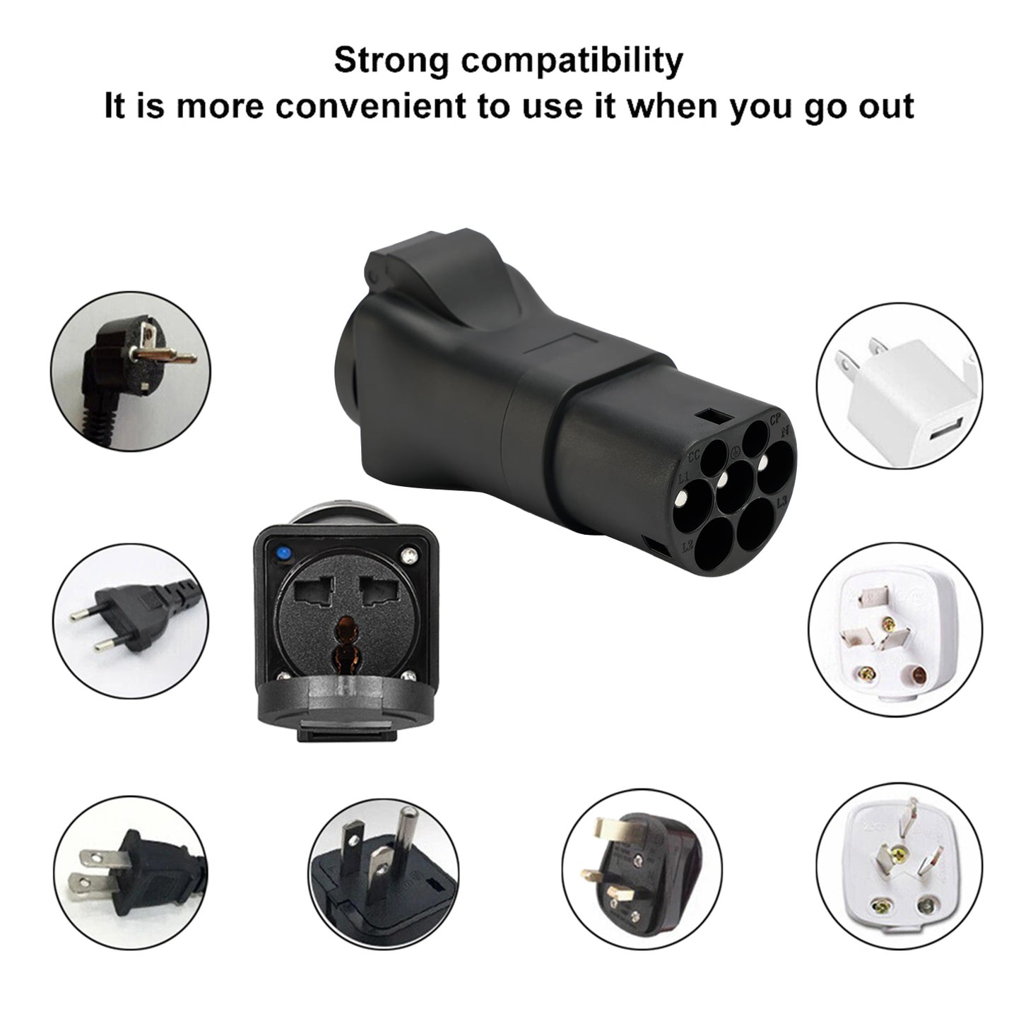 Discharge Type 2 Euro Plug EV Charging Station Converter Plug Adapter 16A EVSE IEC62196 Plug