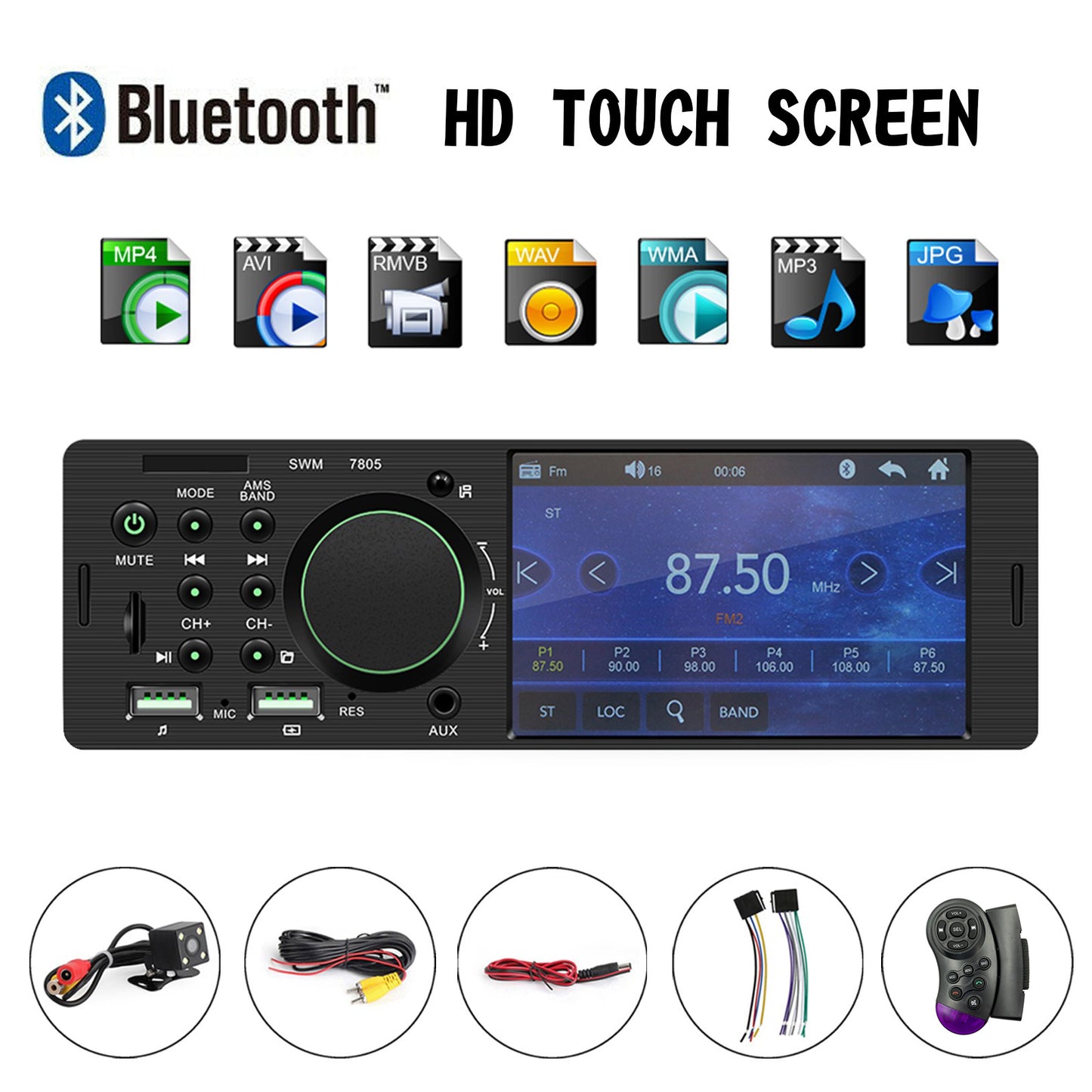 Car MP5 Player 1 Din 4.1 Inch Touch Screen Car Stereo Bluetooth + Backup Camera