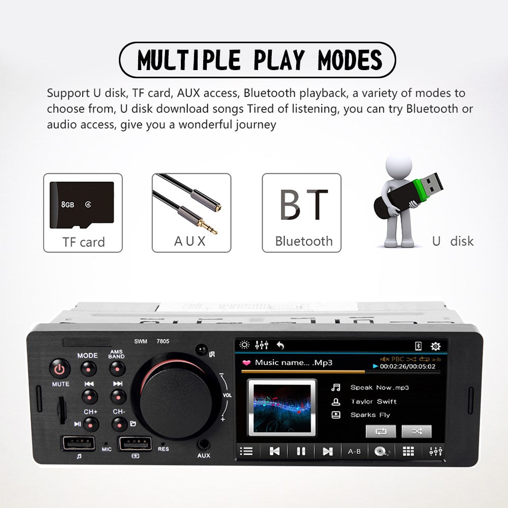 Car MP5 Player 1 Din 4.1 Inch Touch Screen Car Stereo Bluetooth + Backup Camera