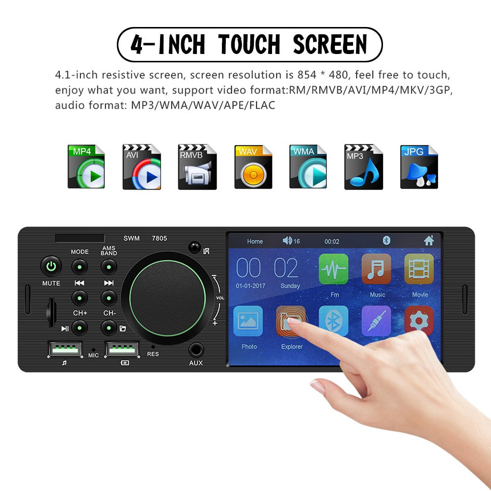 4.1 Inch Touch Screen Car MP5 Player 1 Din Car Stereo Bluetooth + Backup Camera