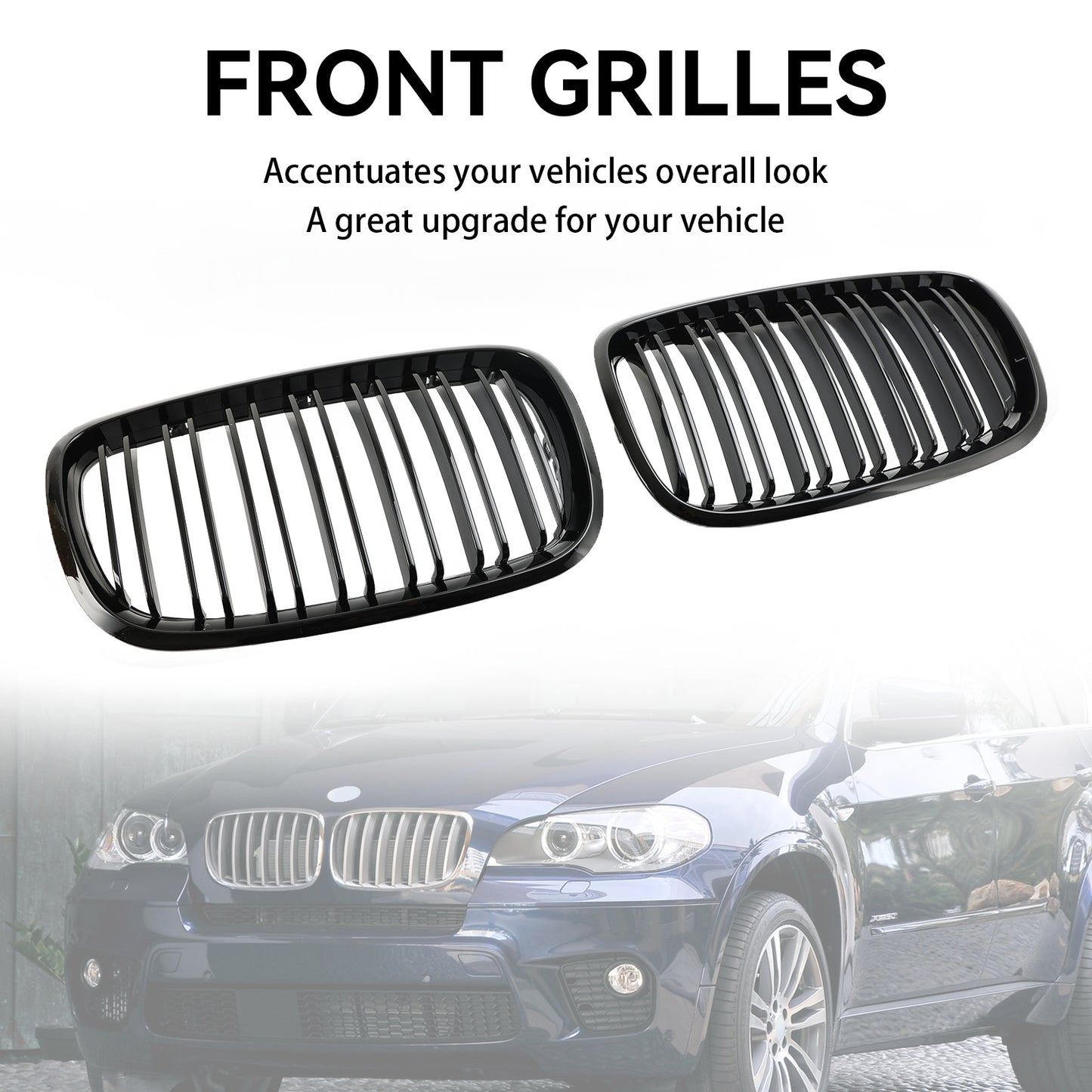 BMW X5 M (E70) 2009-2013 Front Bumper Kidney Grille Grill Gloss Black