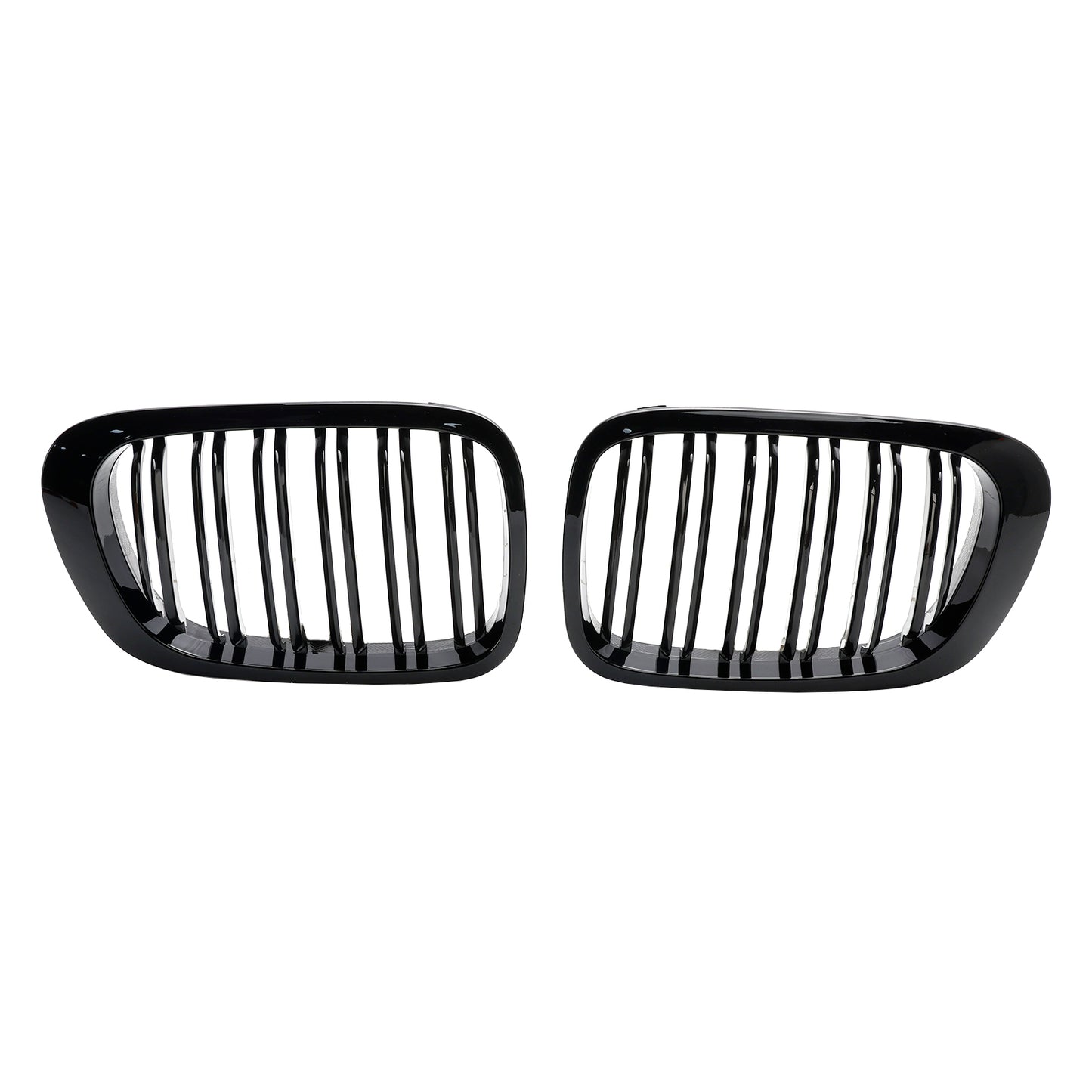 Double Line Front Hood Grille Grills Gloss Black For BMW E46 2-Door 1998-2001