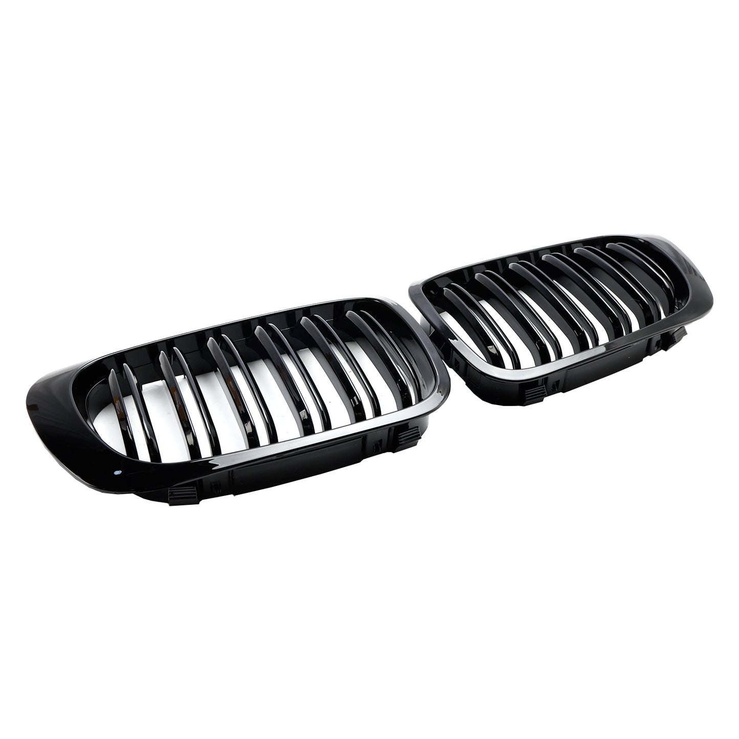 Double Line Front Hood Grille Grills Gloss Black For BMW E46 2-Door 1998-2001