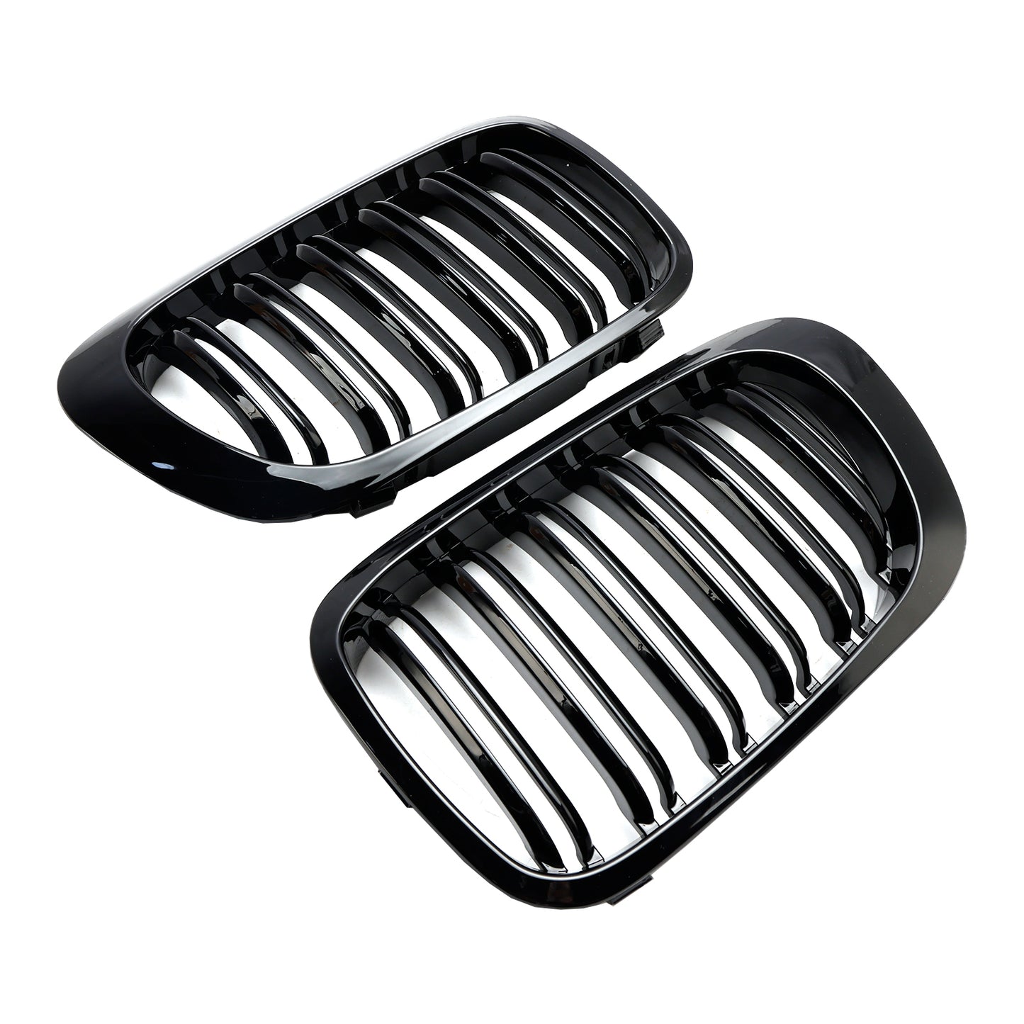 Double Line Front Hood Grille Grills Gloss Black For BMW E46 2-Door 1998-2001