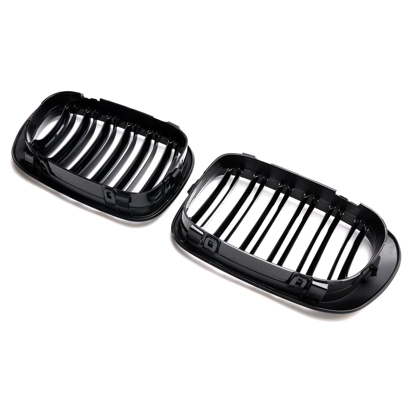 Double Line Front Hood Grille Grills Gloss Black For BMW E46 2-Door 1998-2001