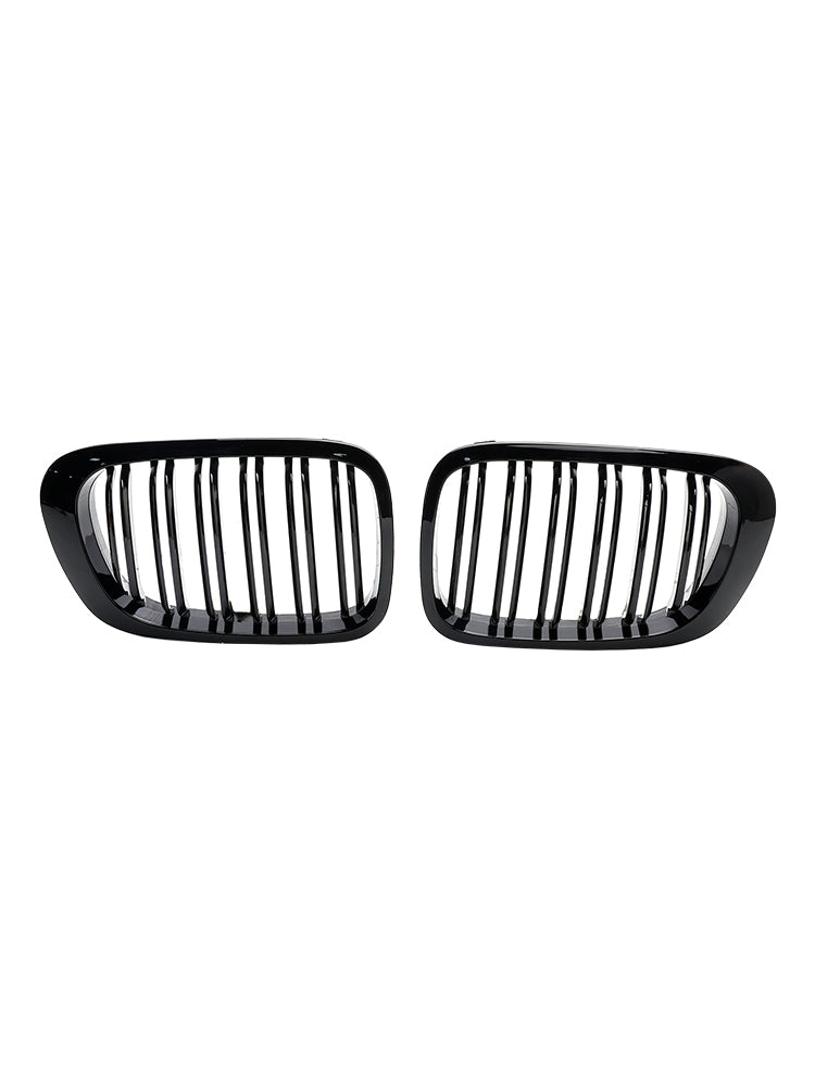 Double Line Front Hood Grille Grills Gloss Black For BMW E46 2-Door 1998-2001