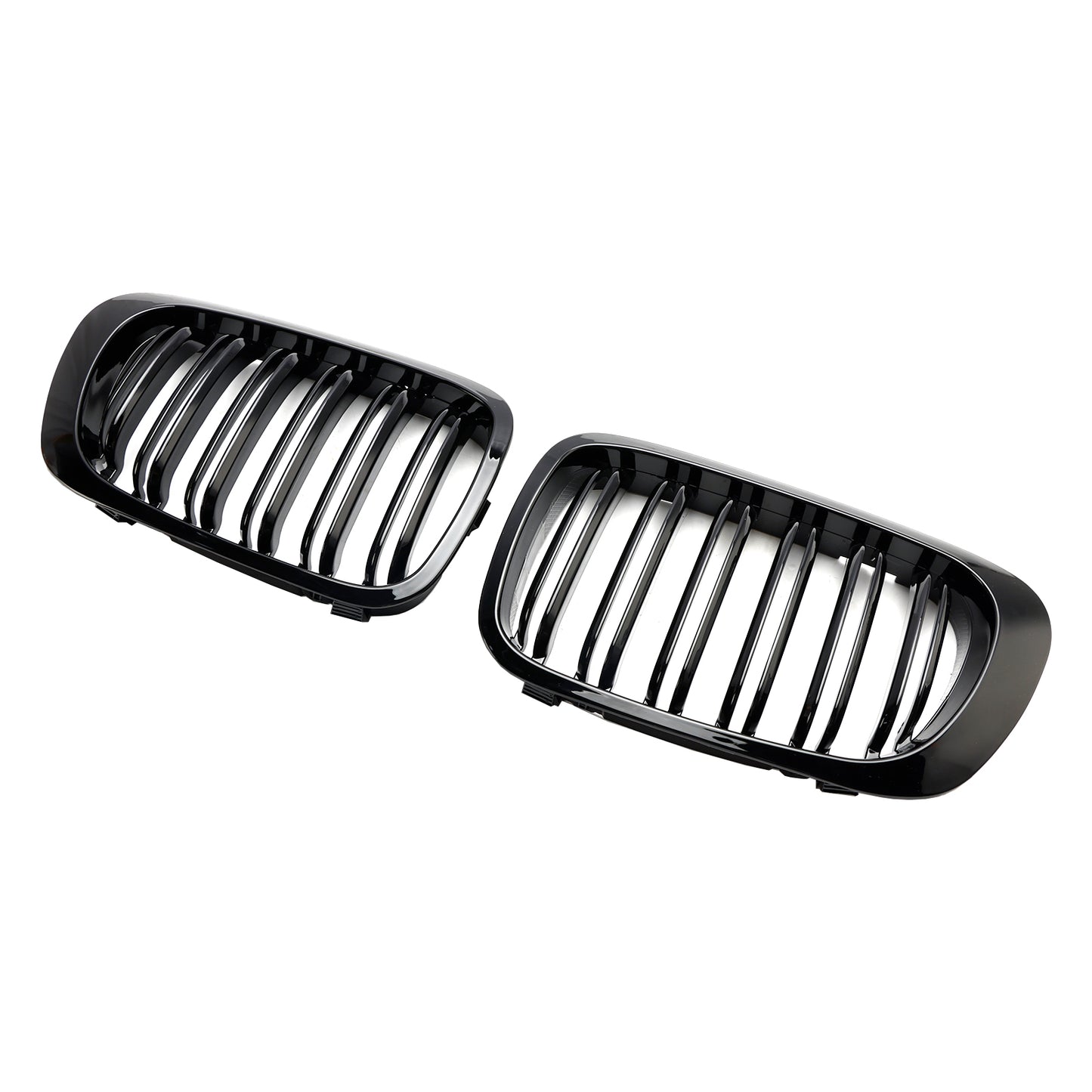 Double Line Front Hood Grille Grills Gloss Black For BMW E46 2-Door 1998-2001