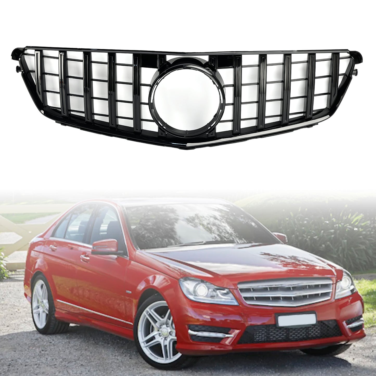 W204 C-Class 2008-2014 Benz Grill C300 C350 GTR Style Front Bumper Grille Grill