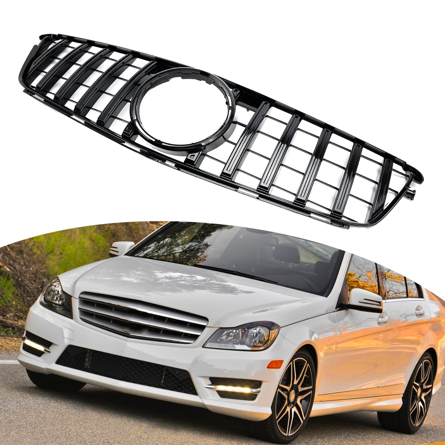 W204 C-Class 2008-2014 Benz Grill C300 C350 GTR Style Front Bumper Grille Grill