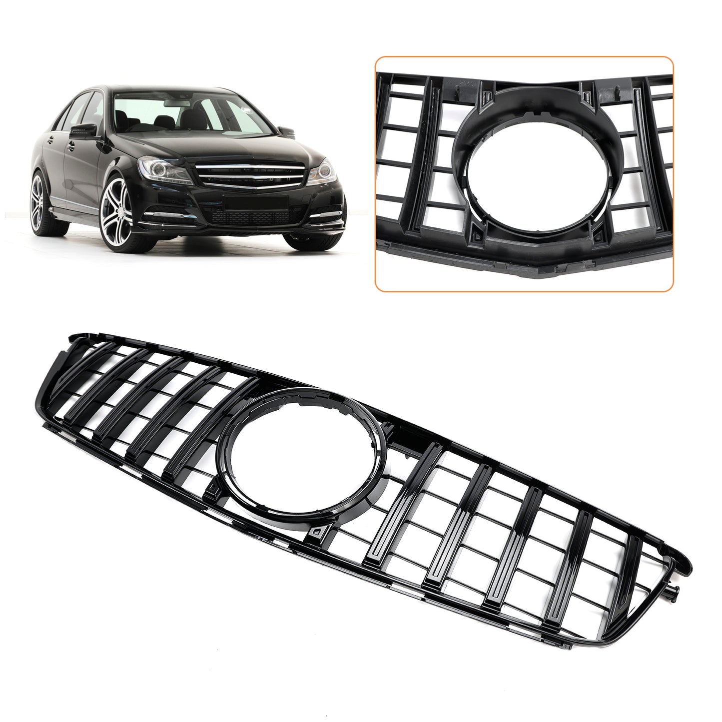 W204 C-Class 2008-2014 Benz Grill C300 C350 GTR Style Front Bumper Grille Grill