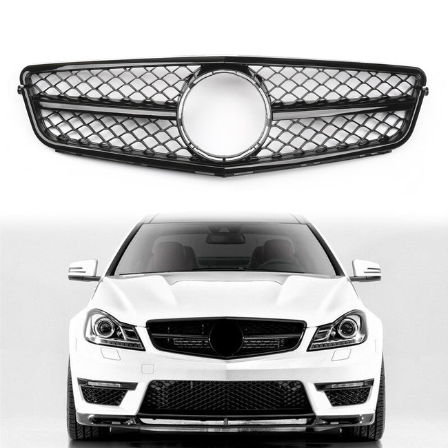 2008-2014 Benz W204 C-Class Front Grill Gloss Black Car Grille C63 Style