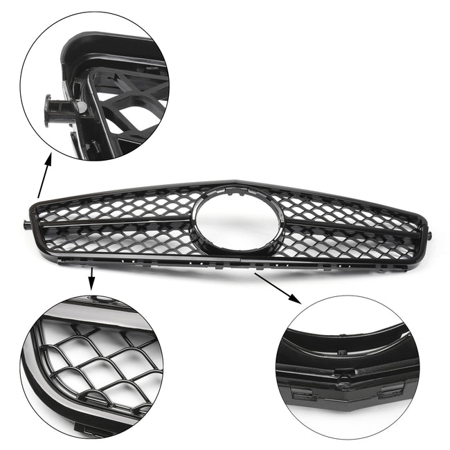 2008-2014 Benz W204 C-Class C300 C350 Front Grill Gloss Black Car Grille C63 Style