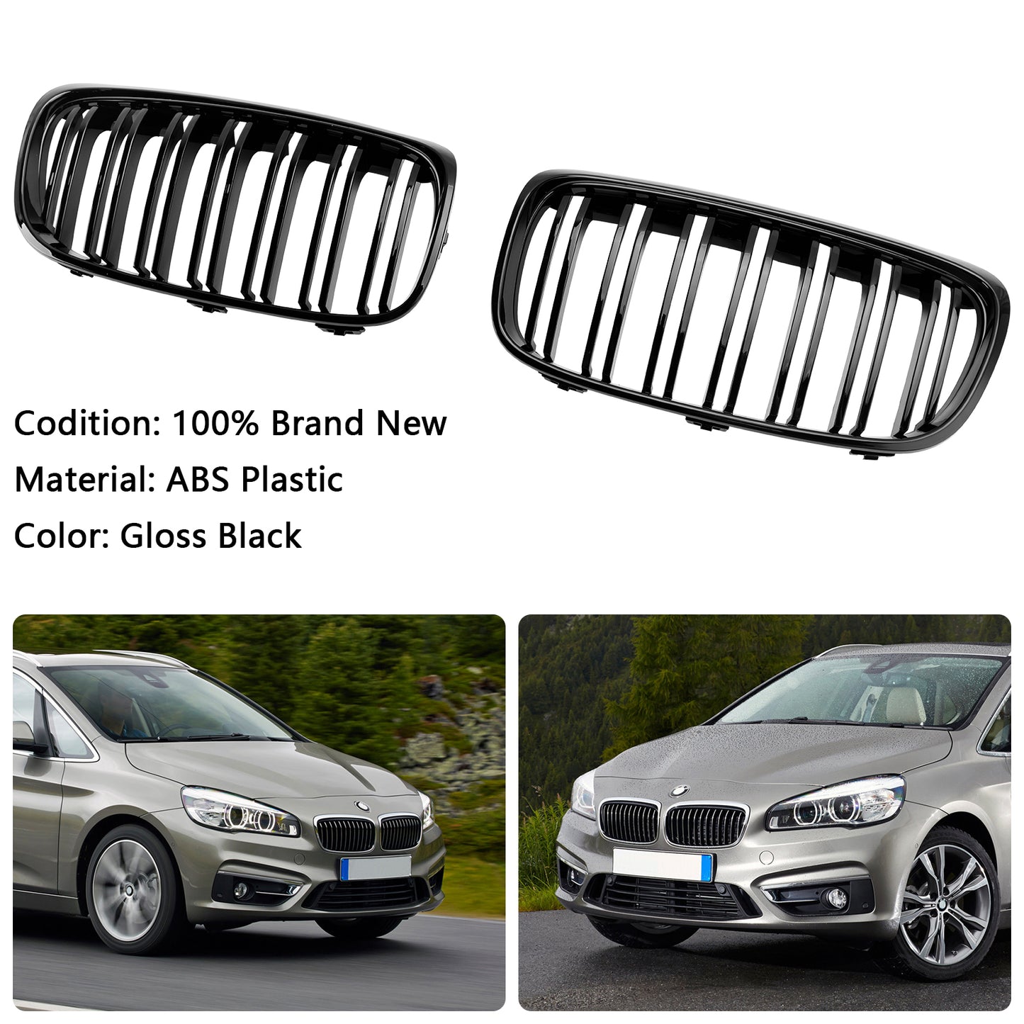 2015-2018 BMW 2 Series Gran Tourer F45 F46 Gloss Black Front Grill Grille