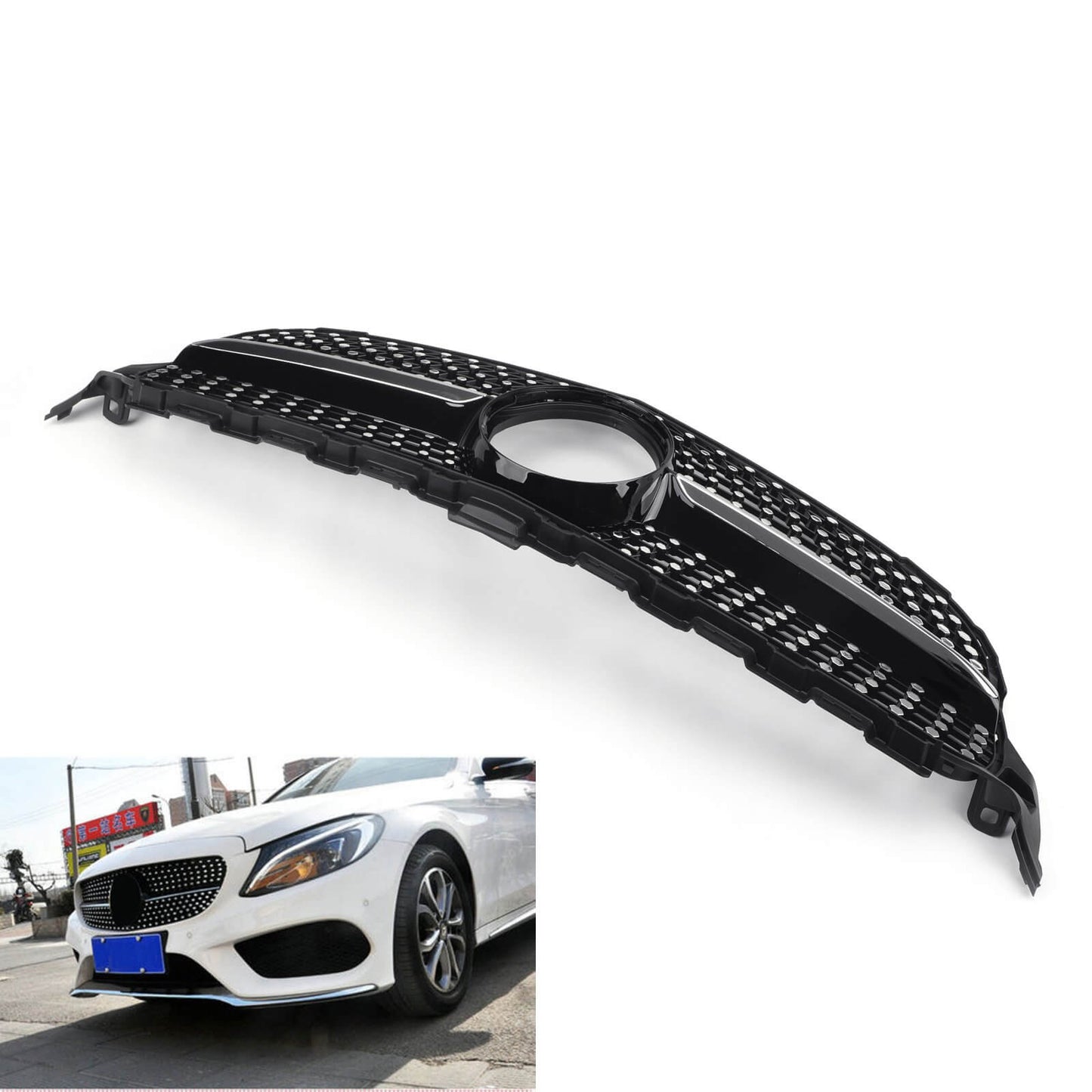 2015-2018 W205 C Class Mercedes Benz C250 C300 C400 AMG New Front Diamond Grill Grille