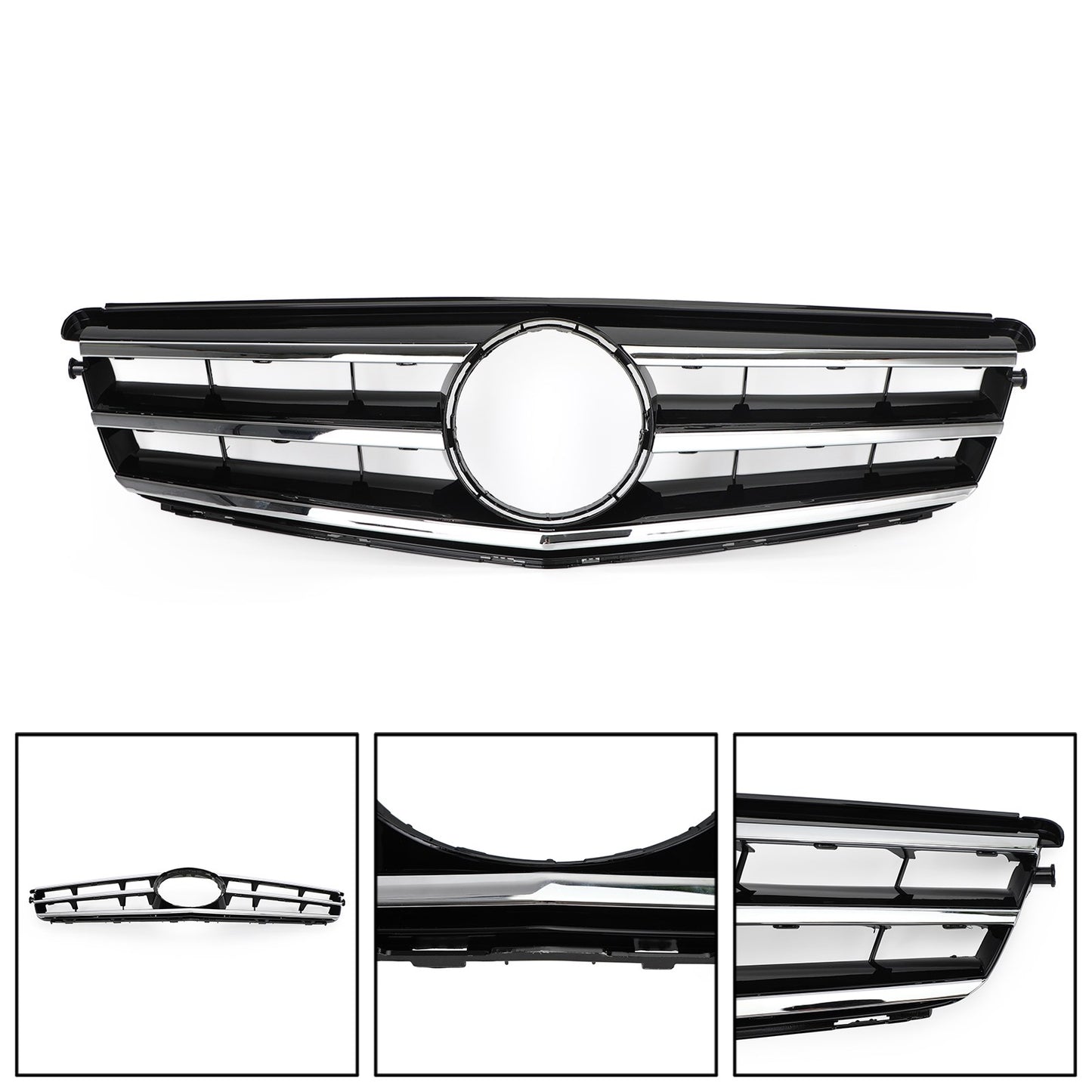 LED Black Chrome Front Grill Grille Fit Benz C Class W204 C300 C350 2008-2014
