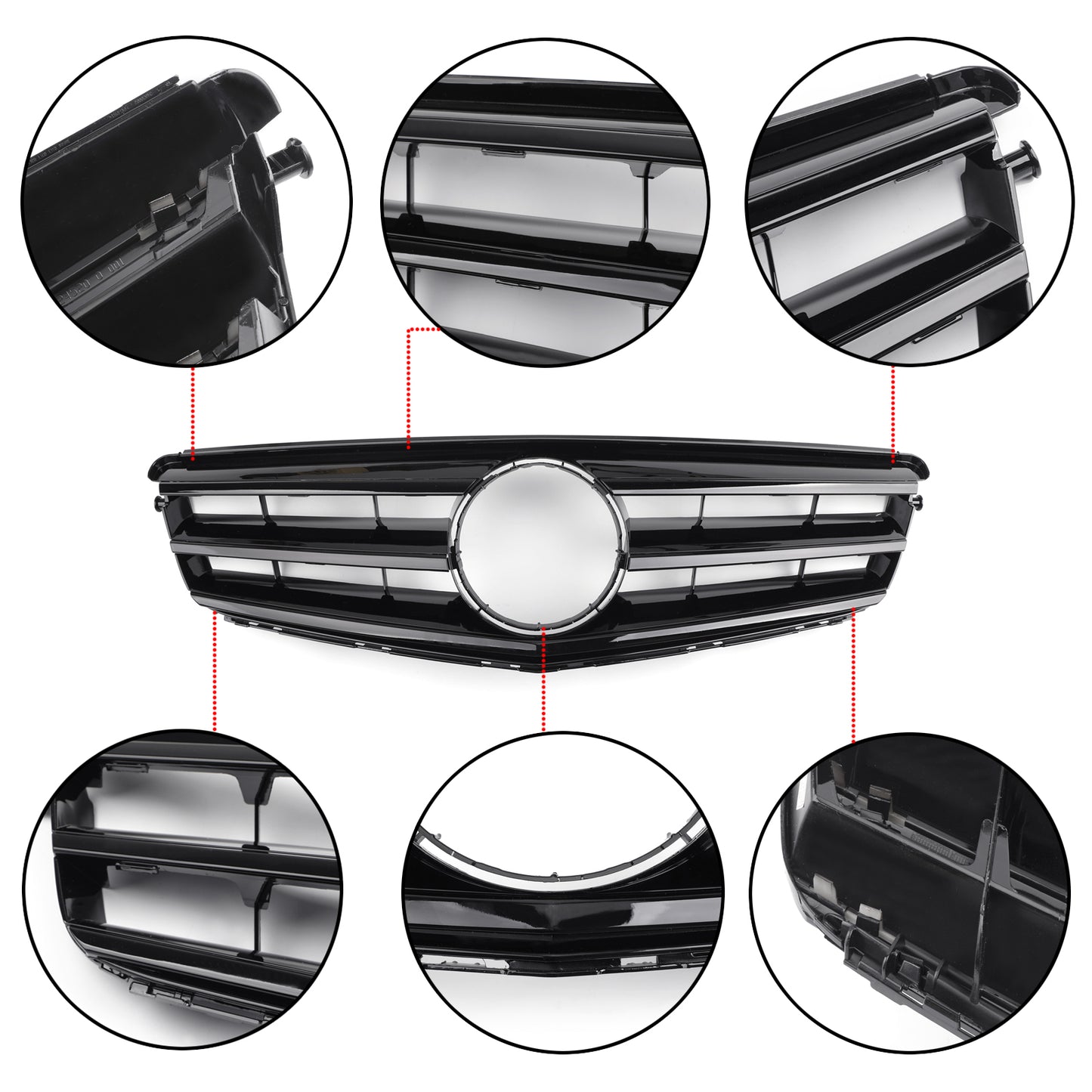 W204 C Class Front Bumper Grille Fit For Benz W/LED Emblem C300/C350