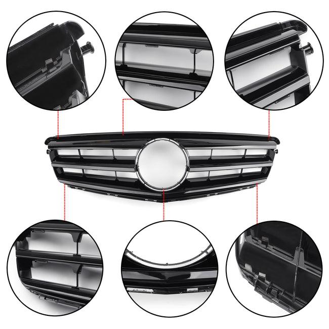 W204 C Class Front Bumper Grille Fit For Benz W/LED Emblem C300/C350