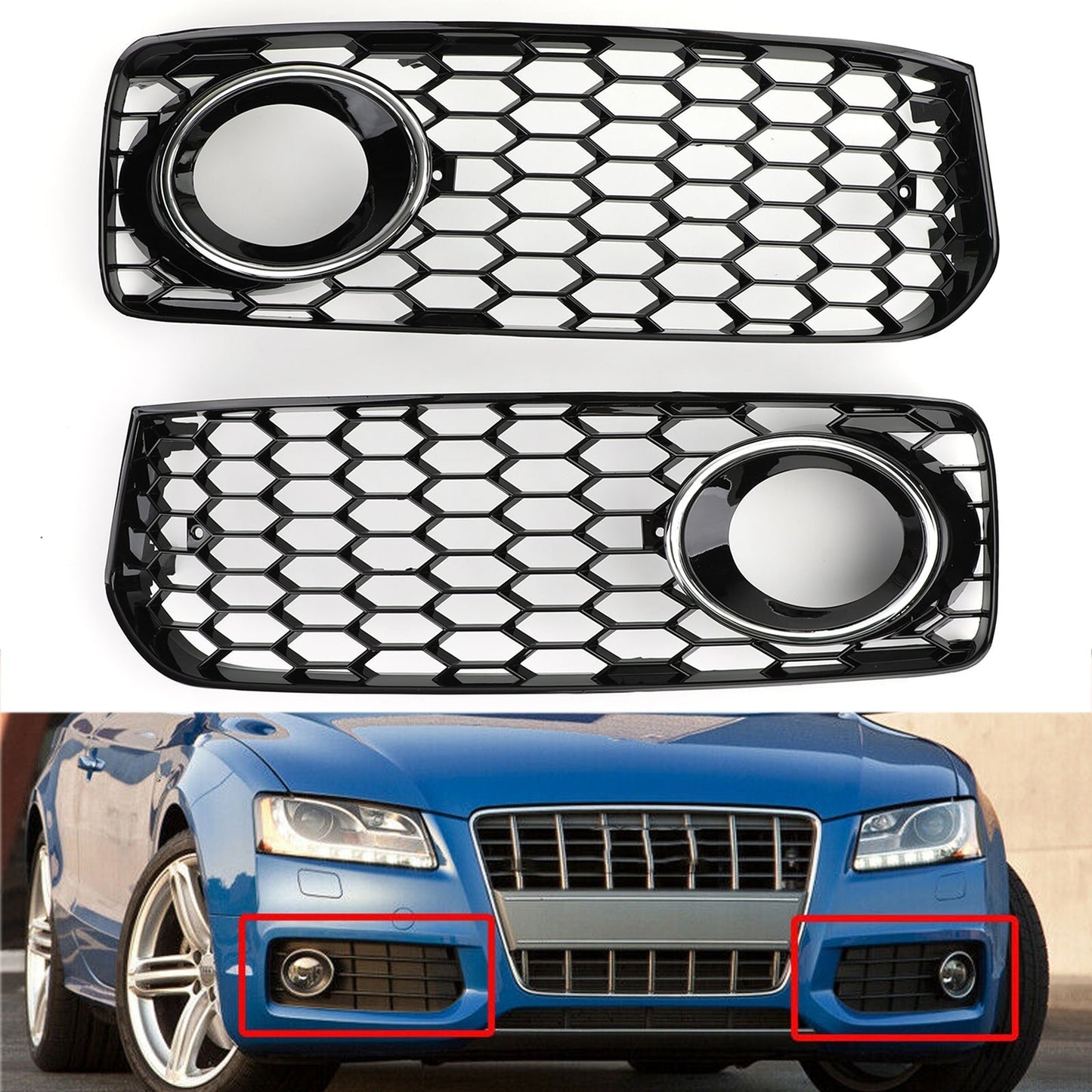 S5 B8 RS5 2008-2012 Fog Light Grill Grille With Trim L+R