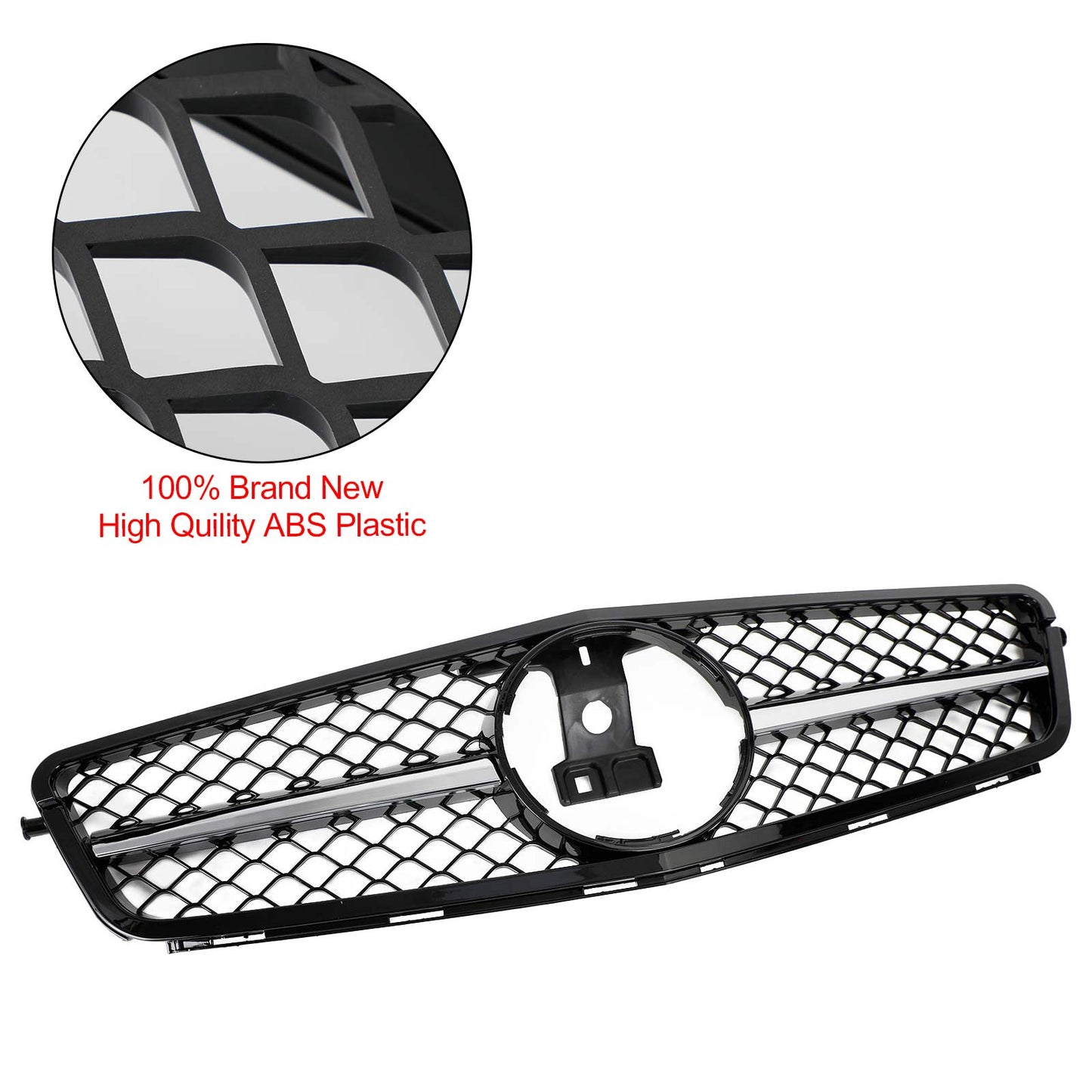 W204 C300 C-Class 2008-2014 BENZ C250 C350 ABS Gloss Black Chrome Front Bumper Car Grille