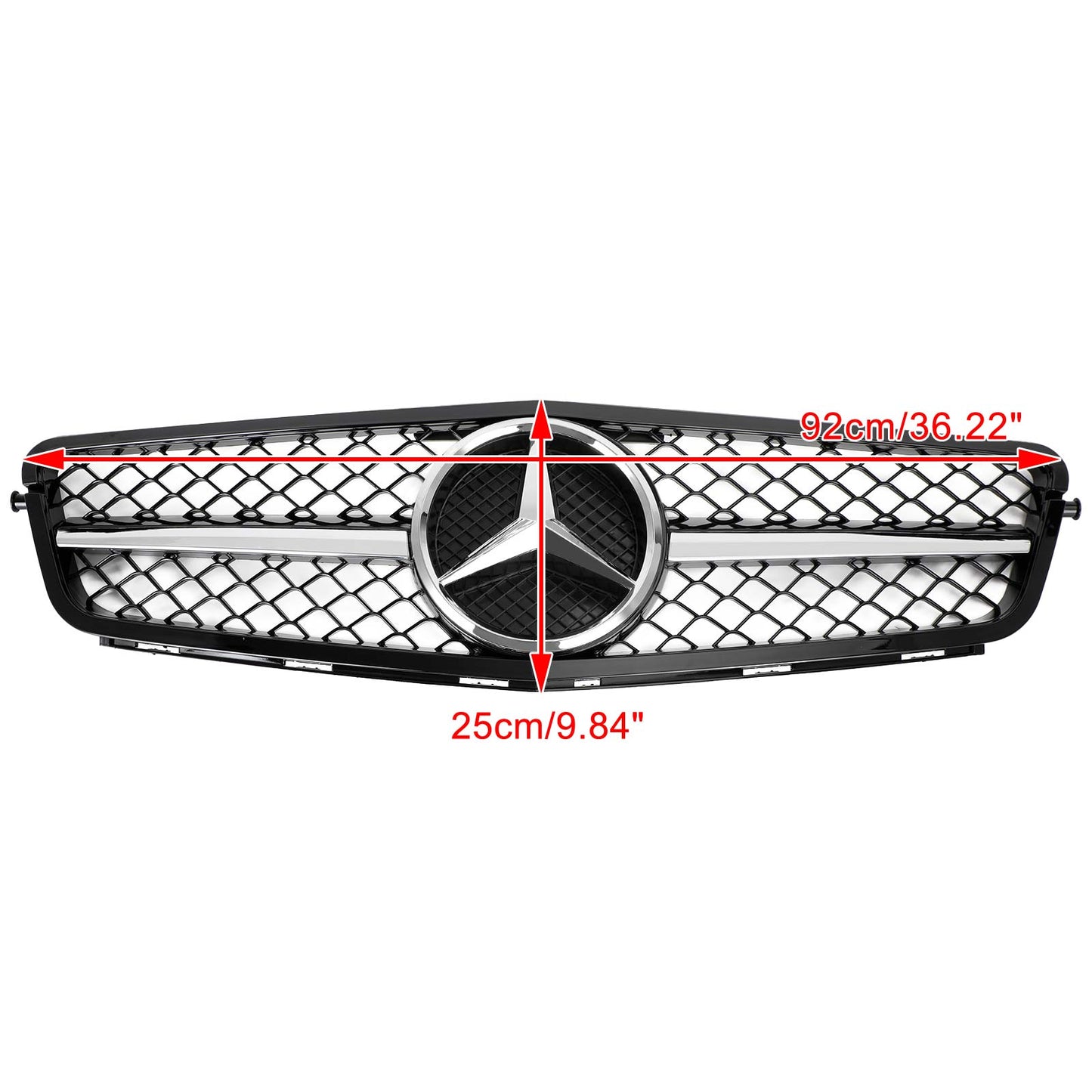 W204 C-Class 2008-2014 BENZ C250 C300 C350 ABS Gloss Black Chrome Front Bumper Car Grille